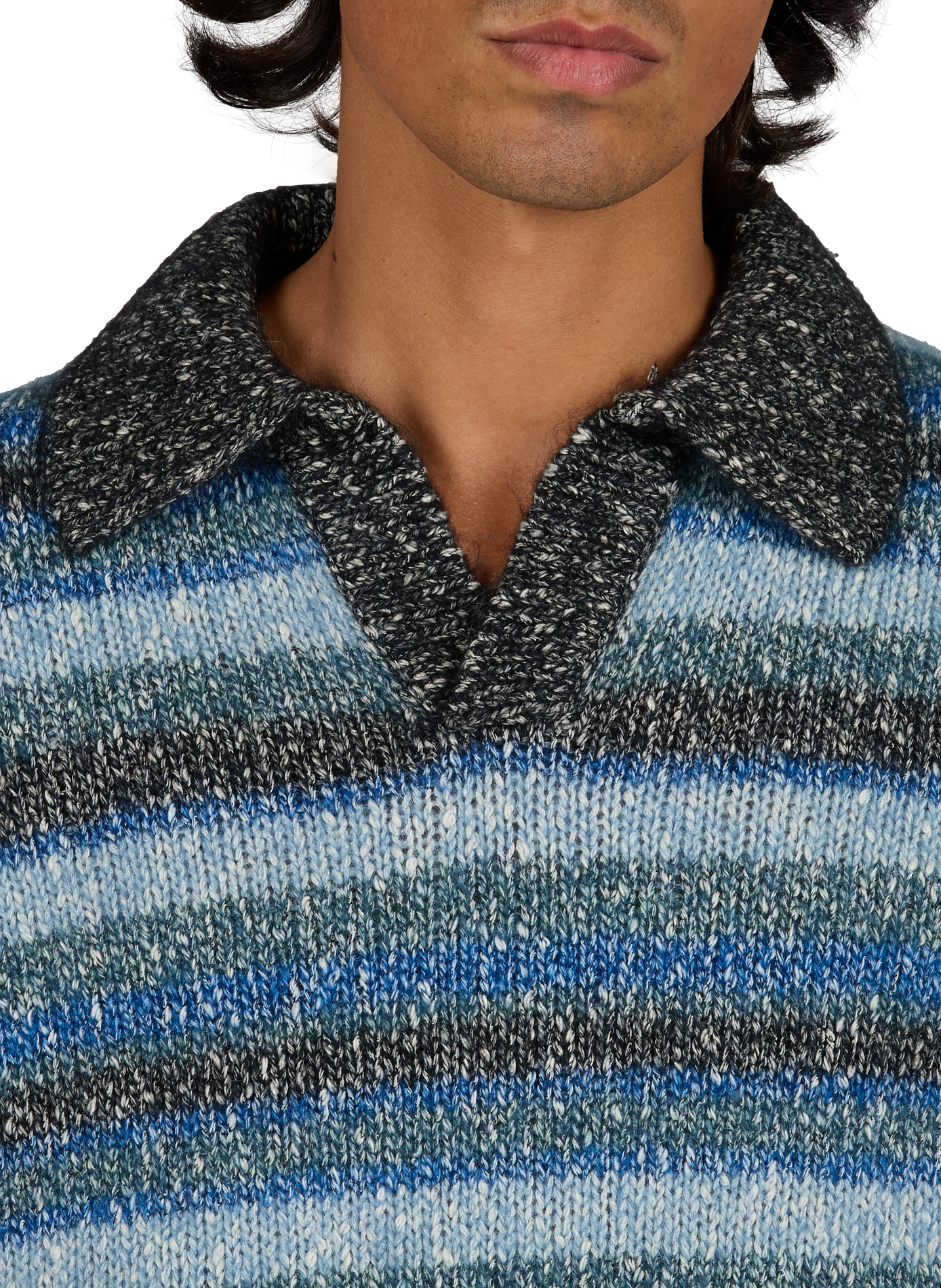 Pull ample rayé col ouvert NN.07 Bleu