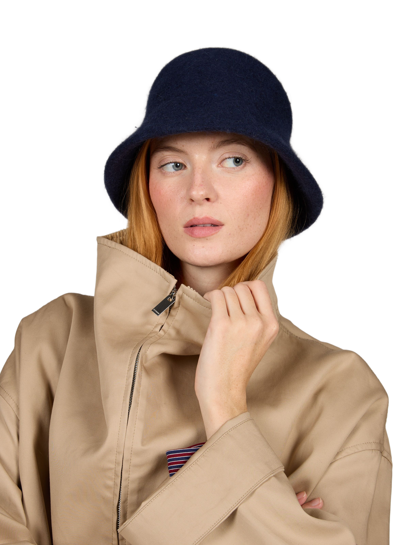Einfarbiger Bucket Hat aus Wollmischung AU PRINTEMPS PARIS Blau