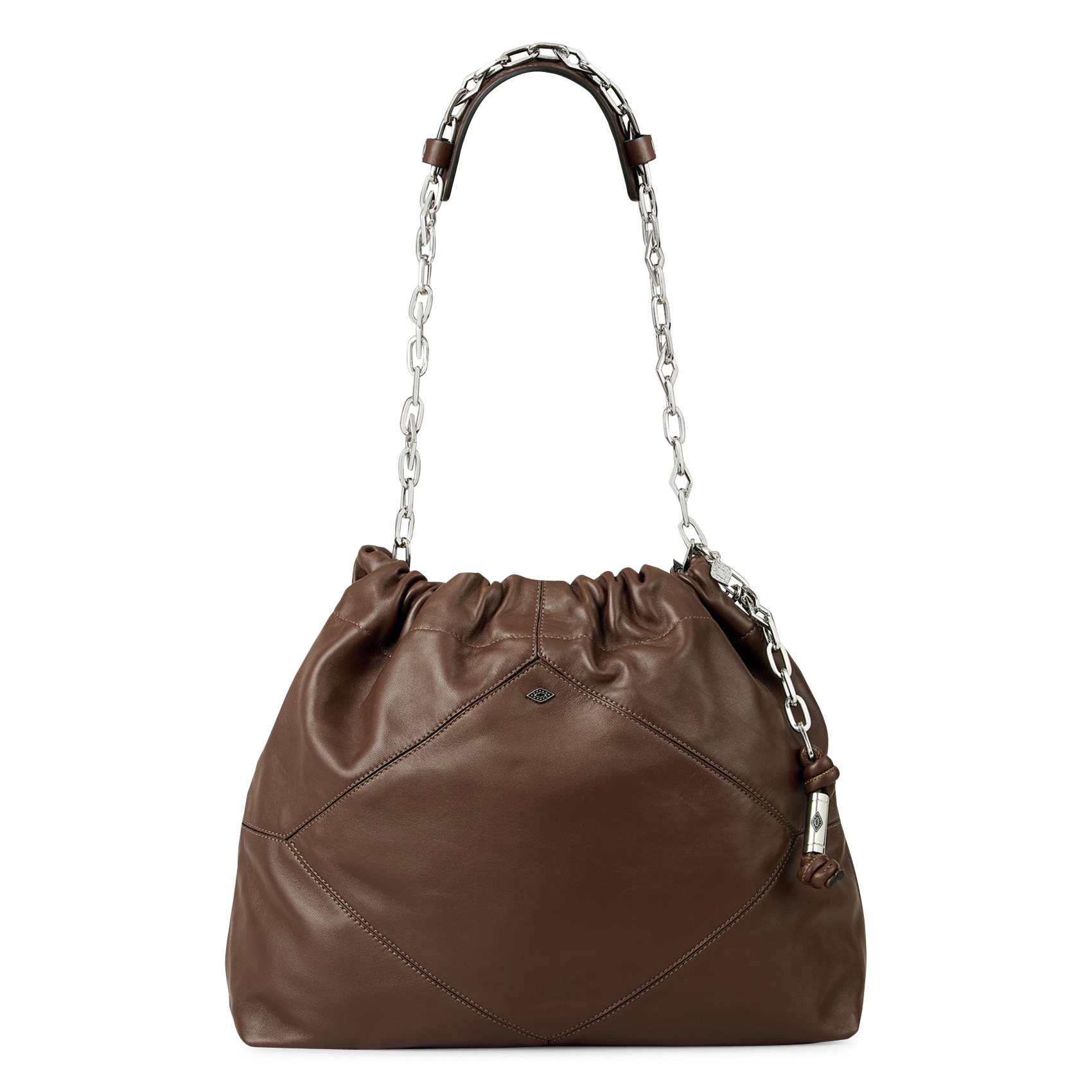 Tote bag à bandoulière chaîne en cuir june tote BA&SH Marron