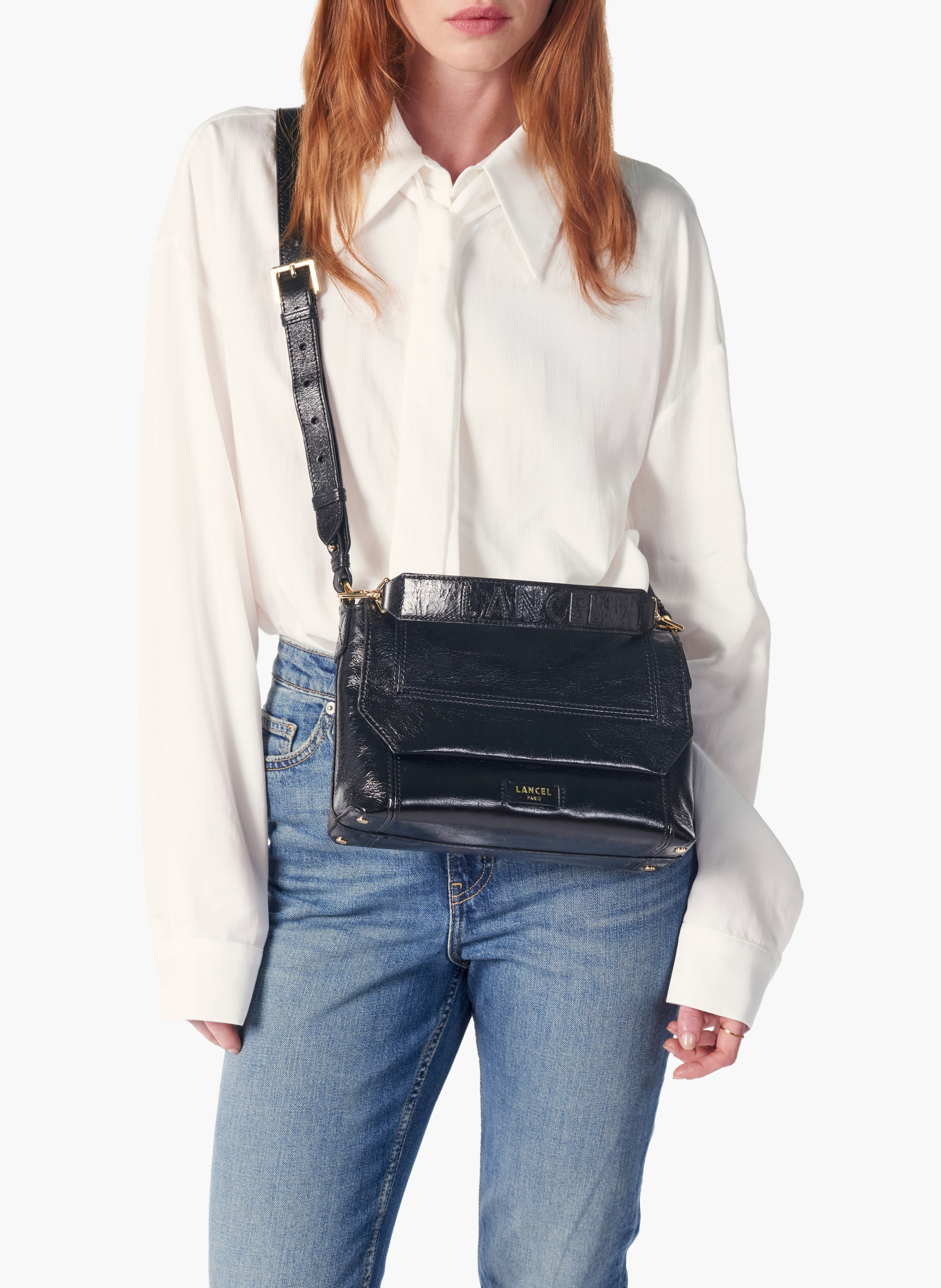 Sac à rabat ninon soft m de lancel - noir LANCEL Noir