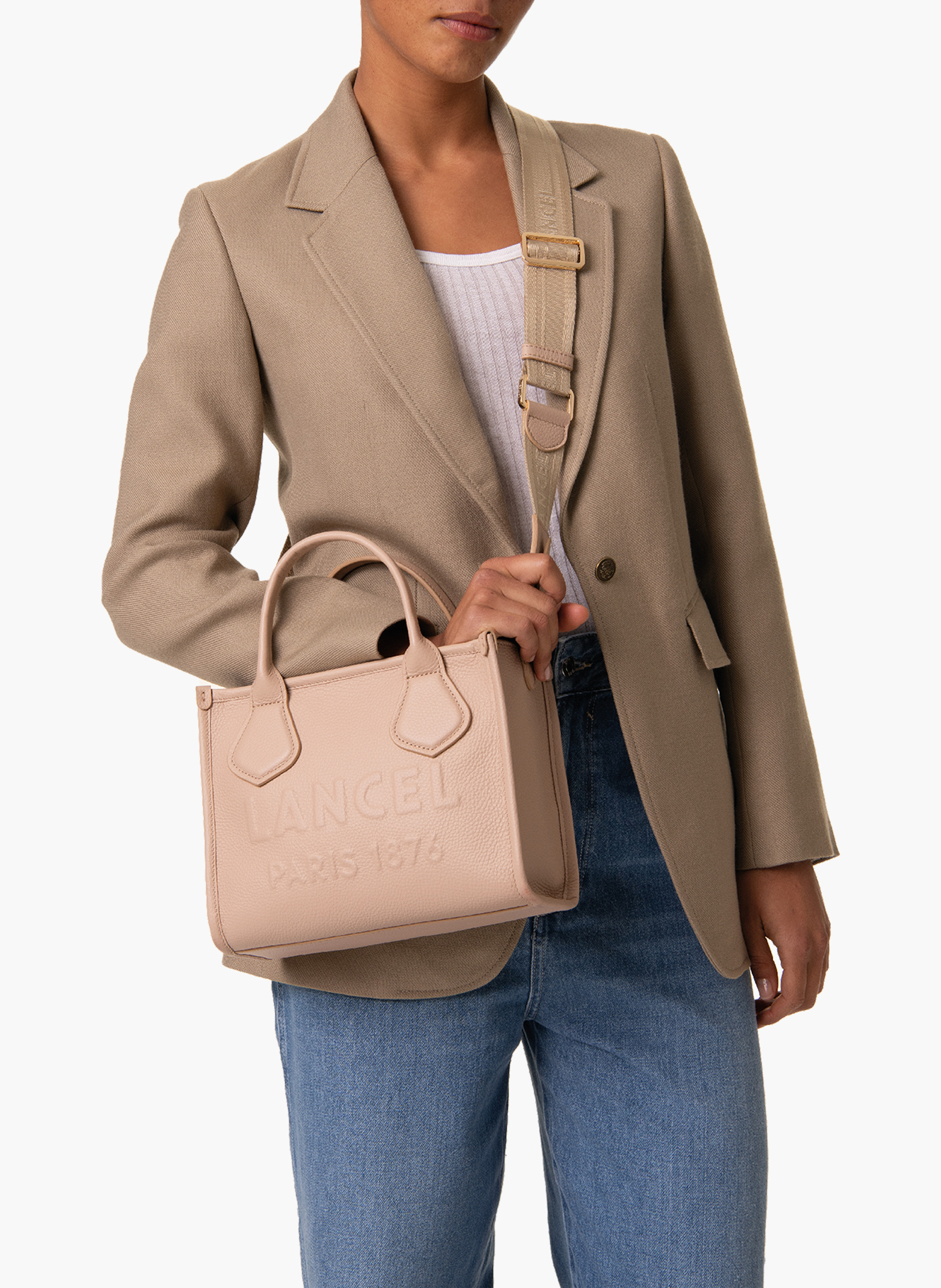 Sac cabas zippé s jour de lancel en cuir LANCEL Beige