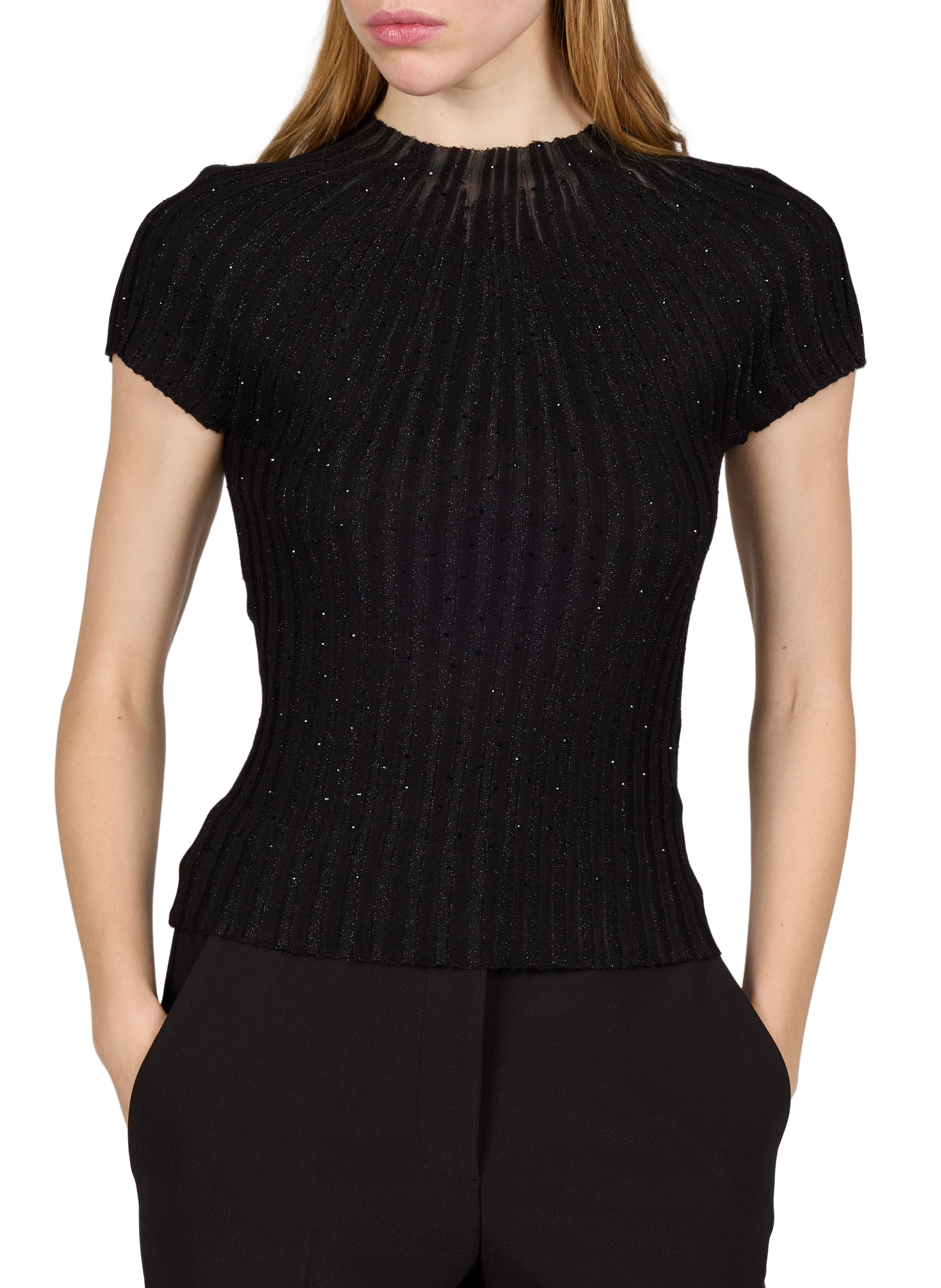 Fitted YOKE Top with Rhinestones GUESS Black