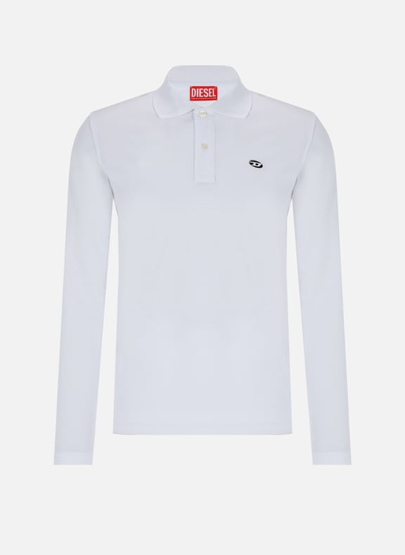 Long-sleeved cotton piqué polo shirt White by DIESEL DIESEL Long-sleeved cotton piqué polo shirt White