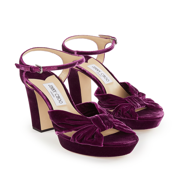 Jimmy Choo Héloïse Velvet Sandals In Purple