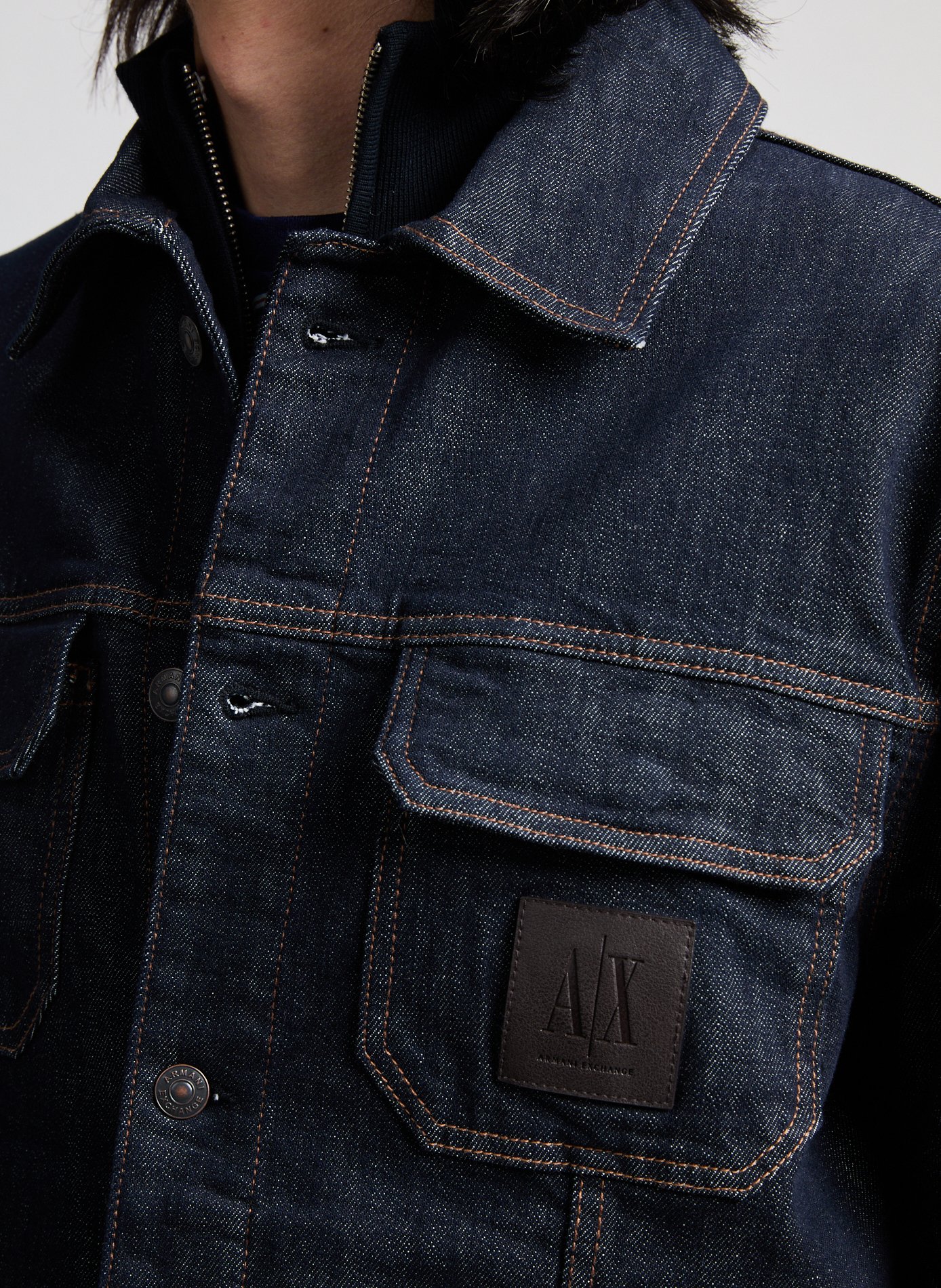 Veste droite en jean  ARMANI EXCHANGE Bleu