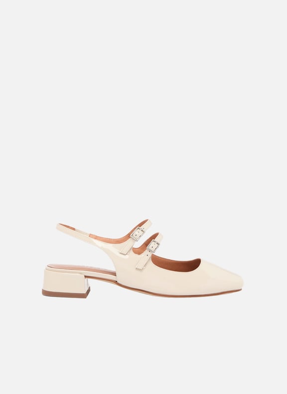 Babies en cuir vernis doble Blanc by JONAK JONAK Babies en cuir vernis doble Blanc