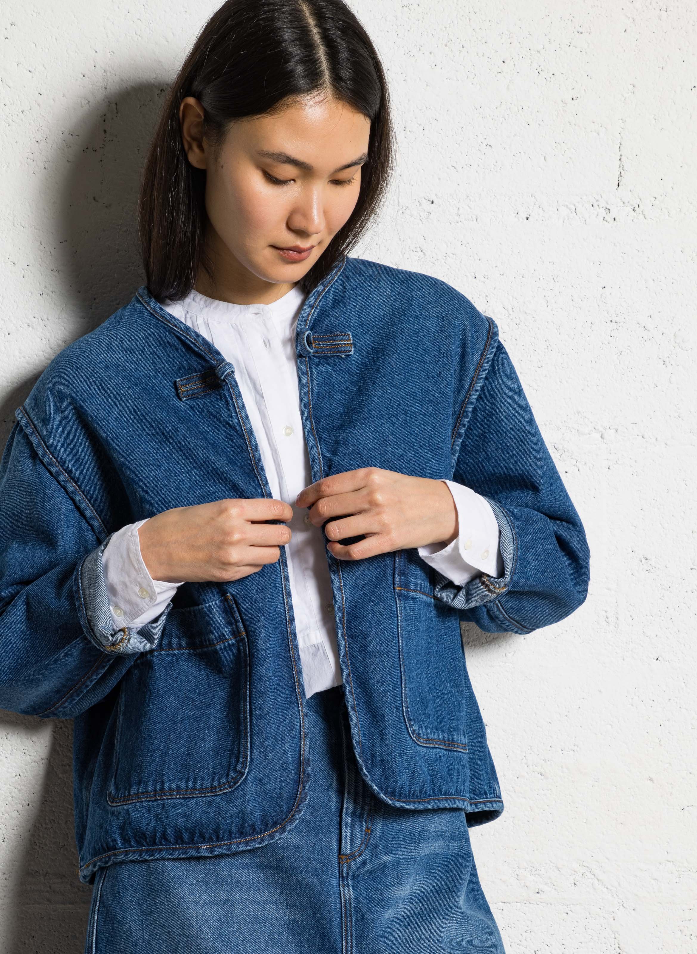 Veste droite en coton agatha SOEUR Bleu