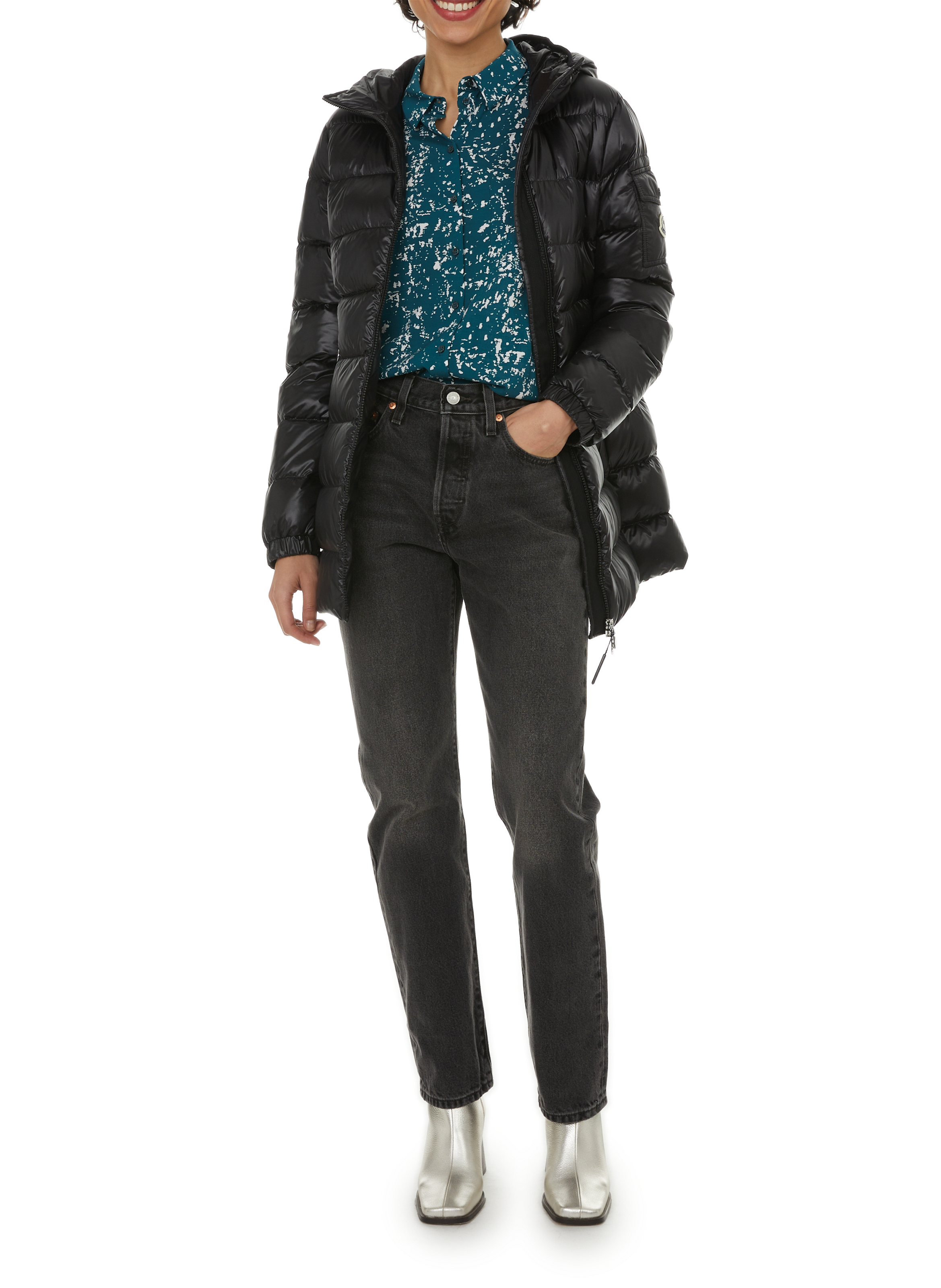 Mid-length down jacket MONCLER Black