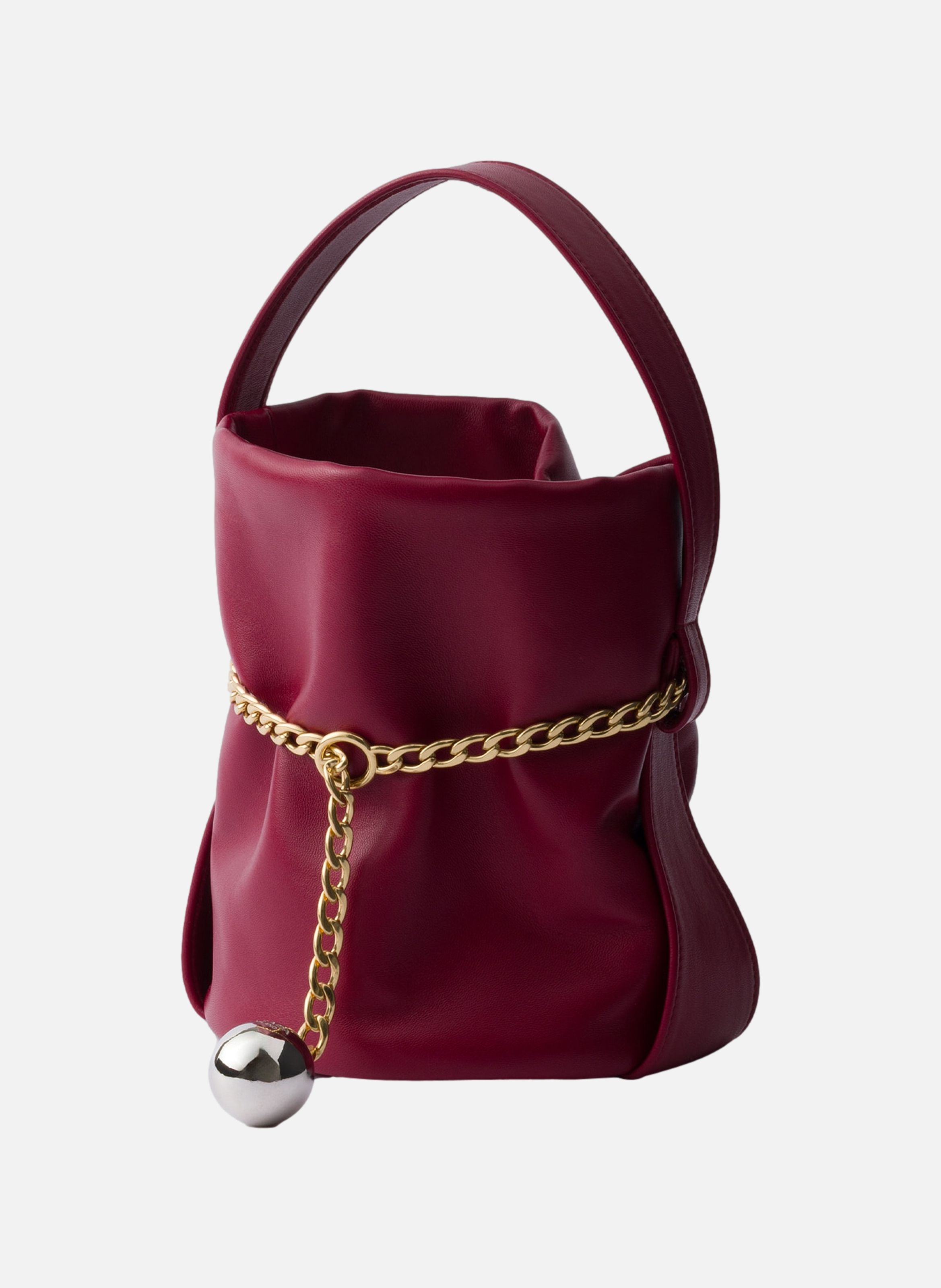 Petit sac seau en cuir nappa PRADA Rouge
