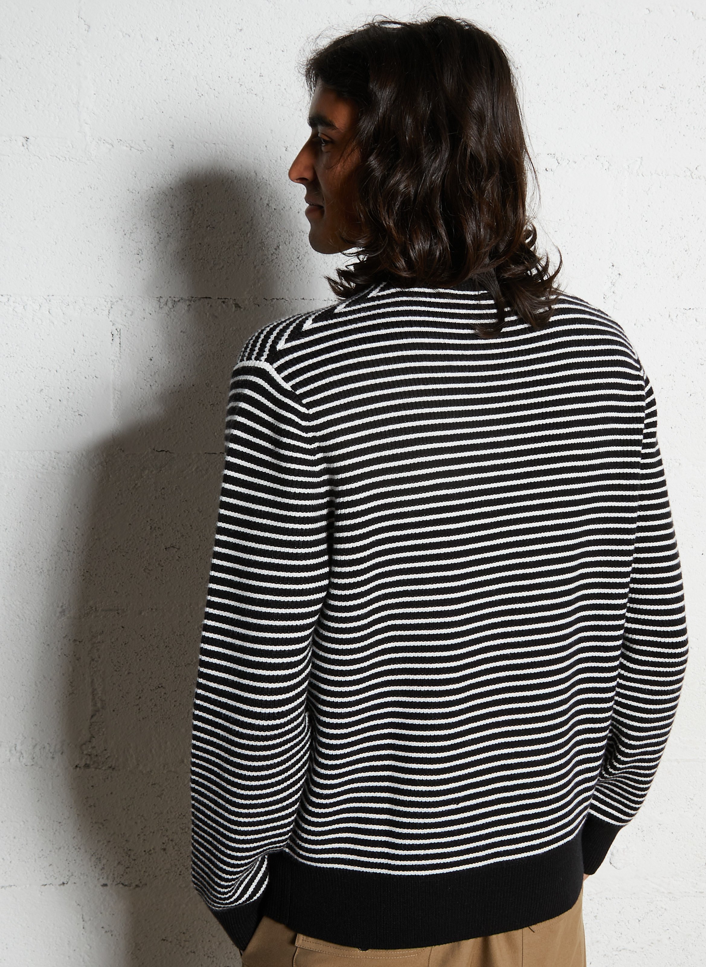 Pull droit en maille à rayures IKKS Noir