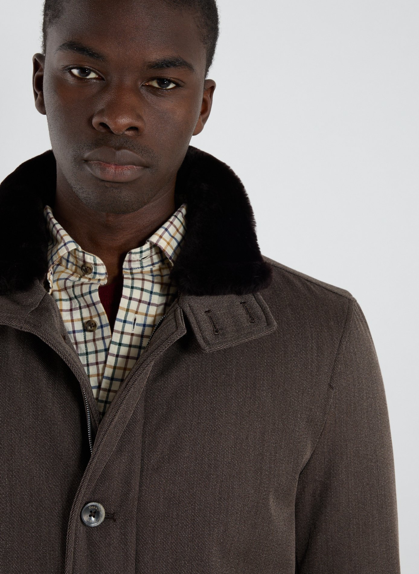 Straight wool parka HERNO Brown