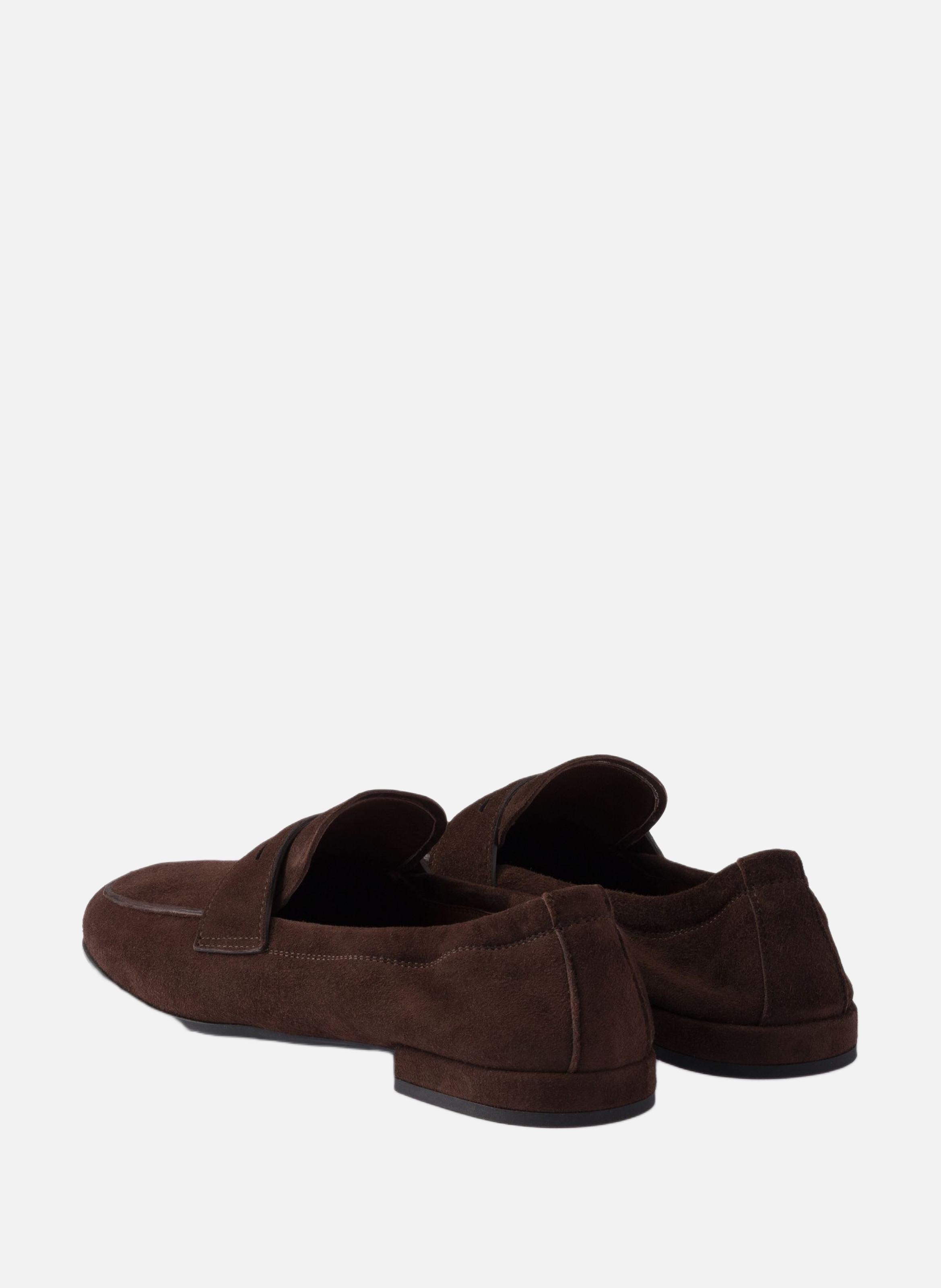 Mocassins shuffle en veau velours effet vieilli PRADA Marron