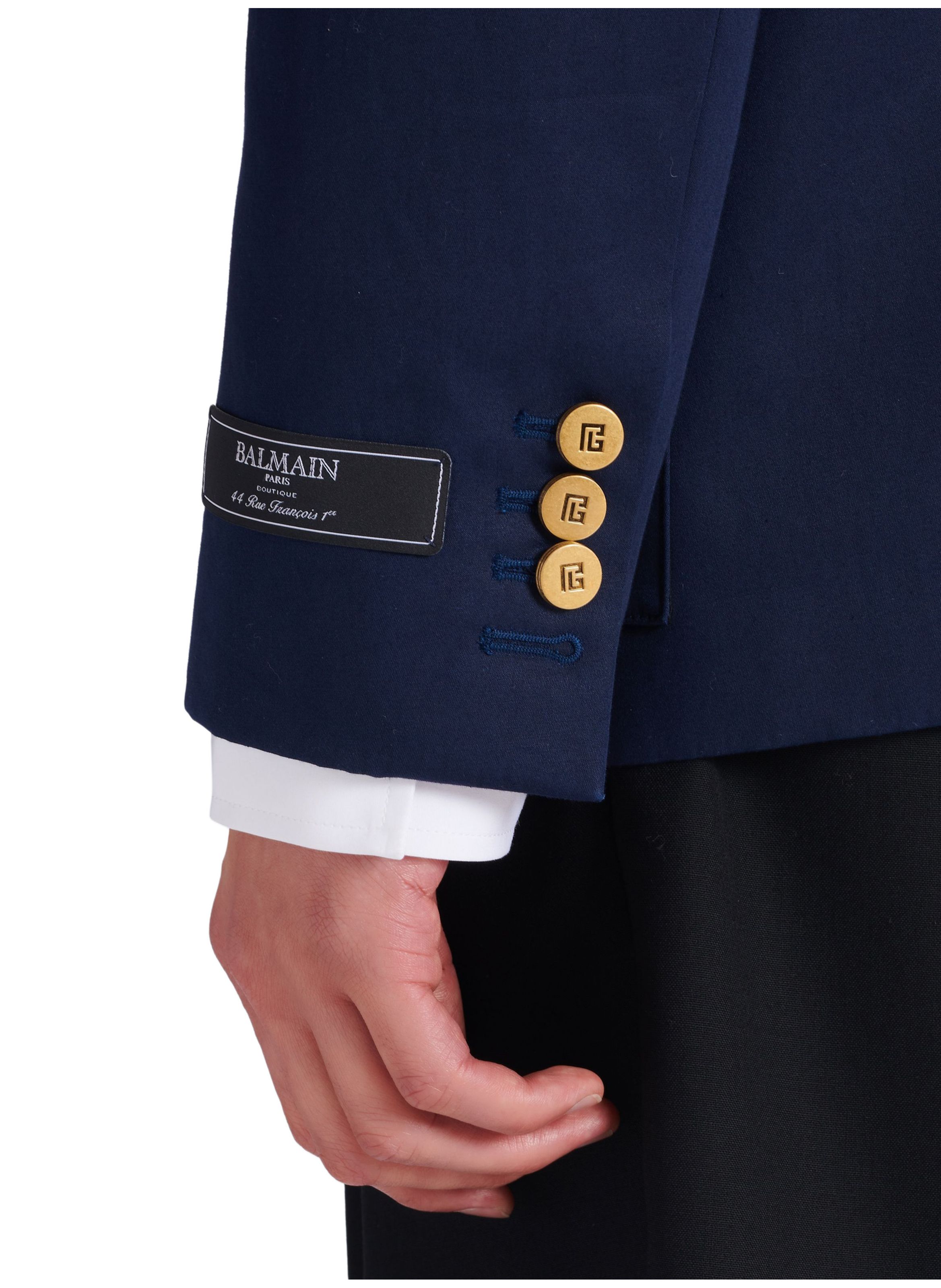 Veste 2 boutons en twill de coton BALMAIN Bleu