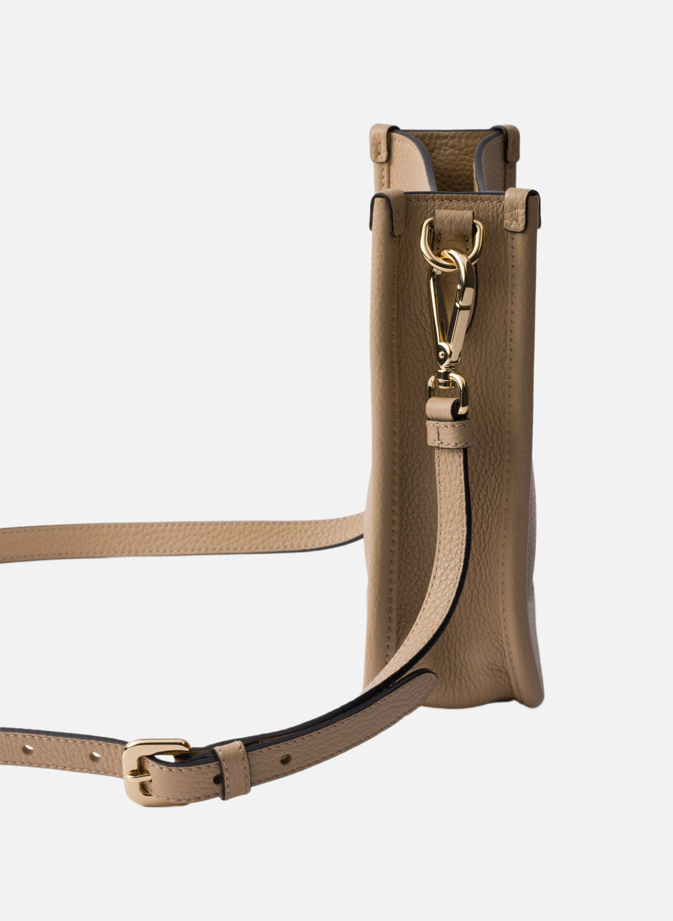 Mini sac porté épaule en cuir PRADA Beige