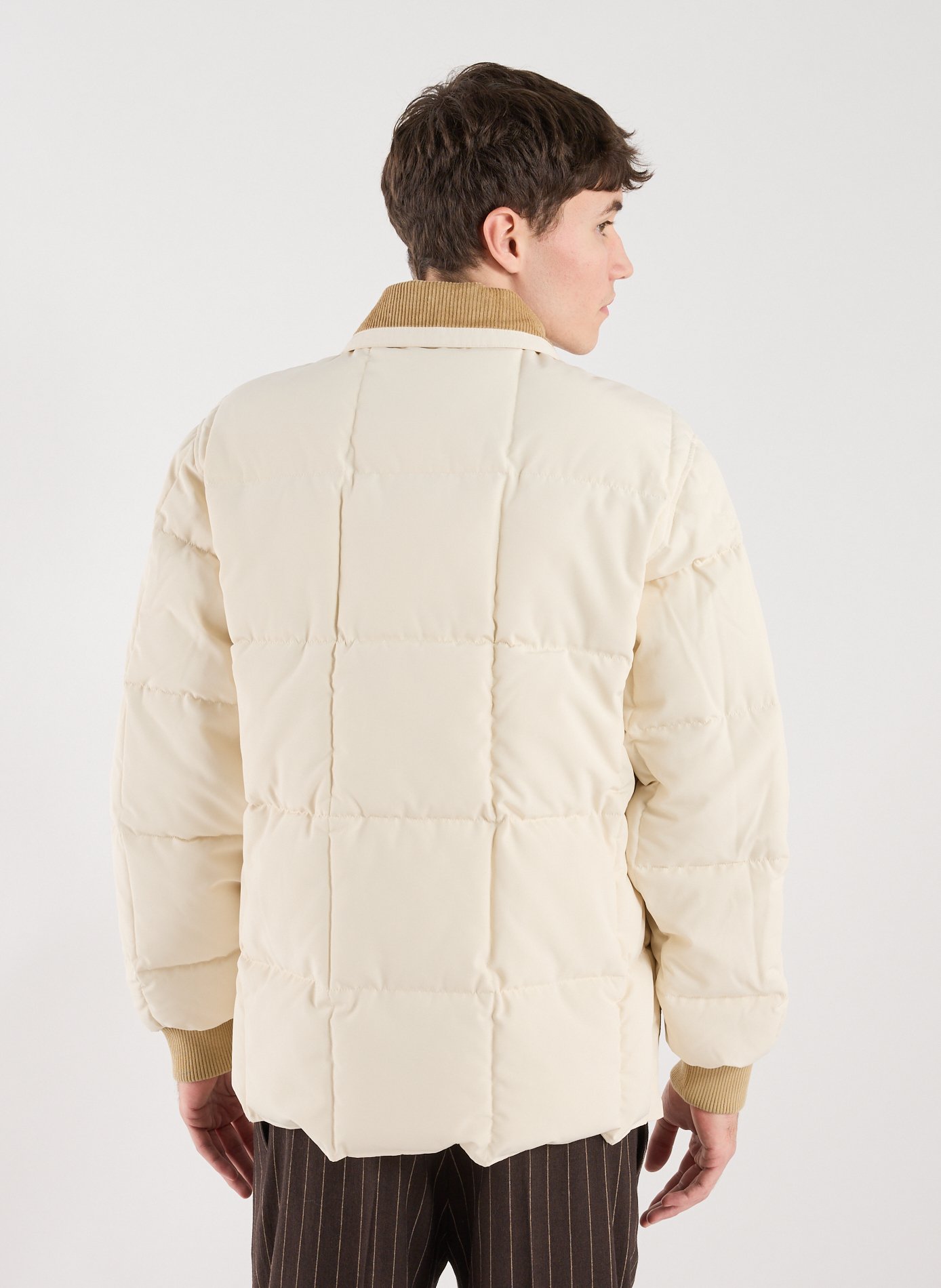 Quilted Puffer Jacket with Classic Collar DROLE DE MONSIEUR Beige