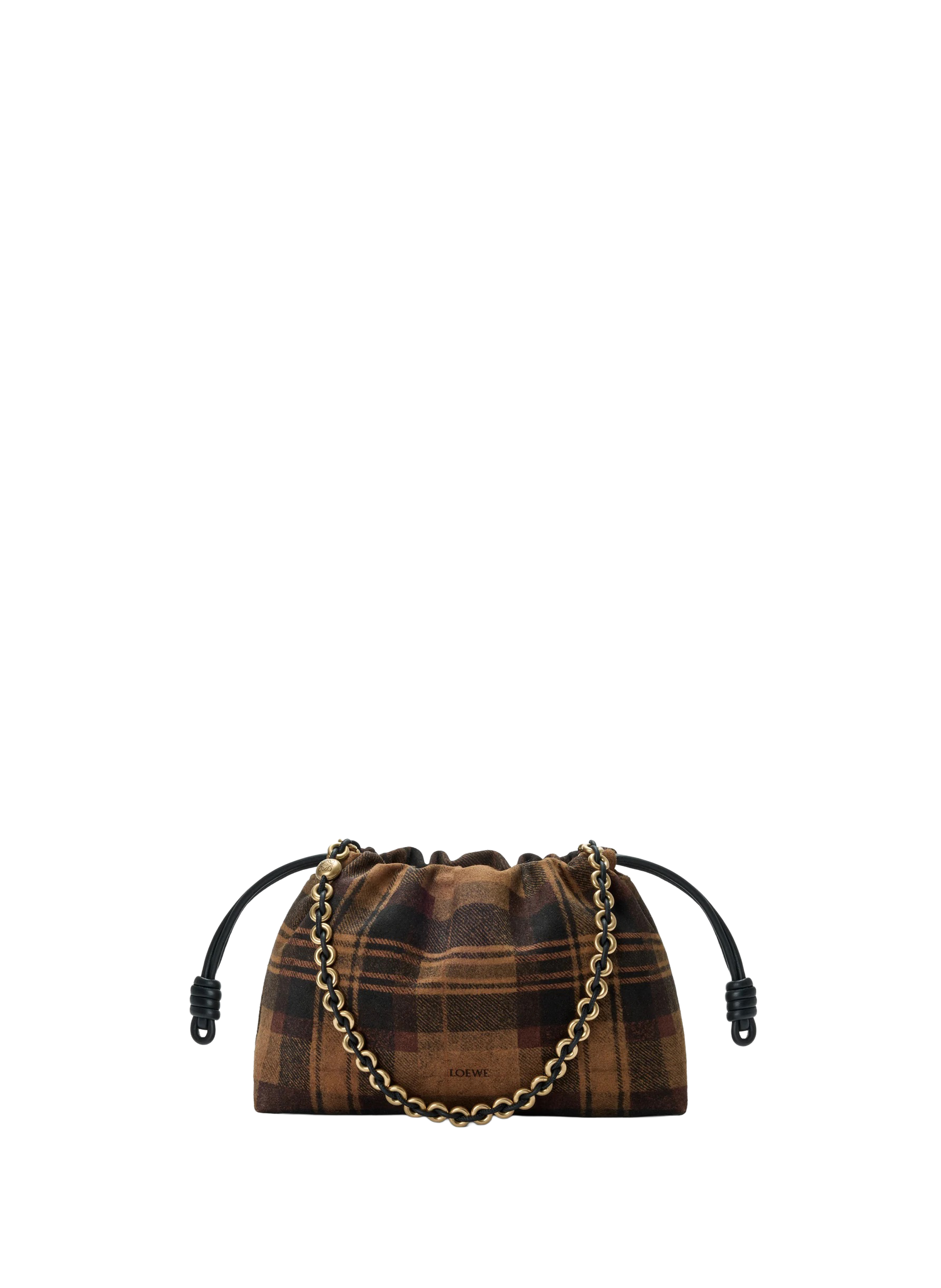 LOEWE Flamenco purse medium tartan in suede leather Multicolour