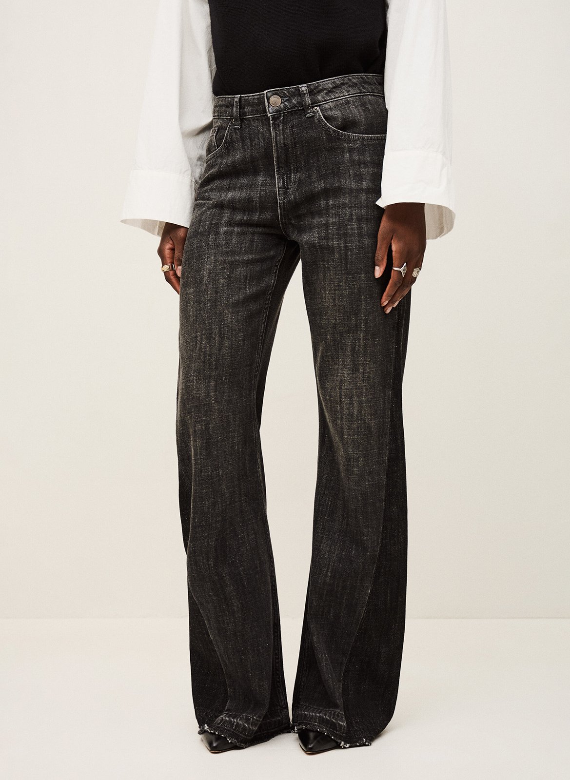 Jean flare en coton bio fadou BA&SH Noir