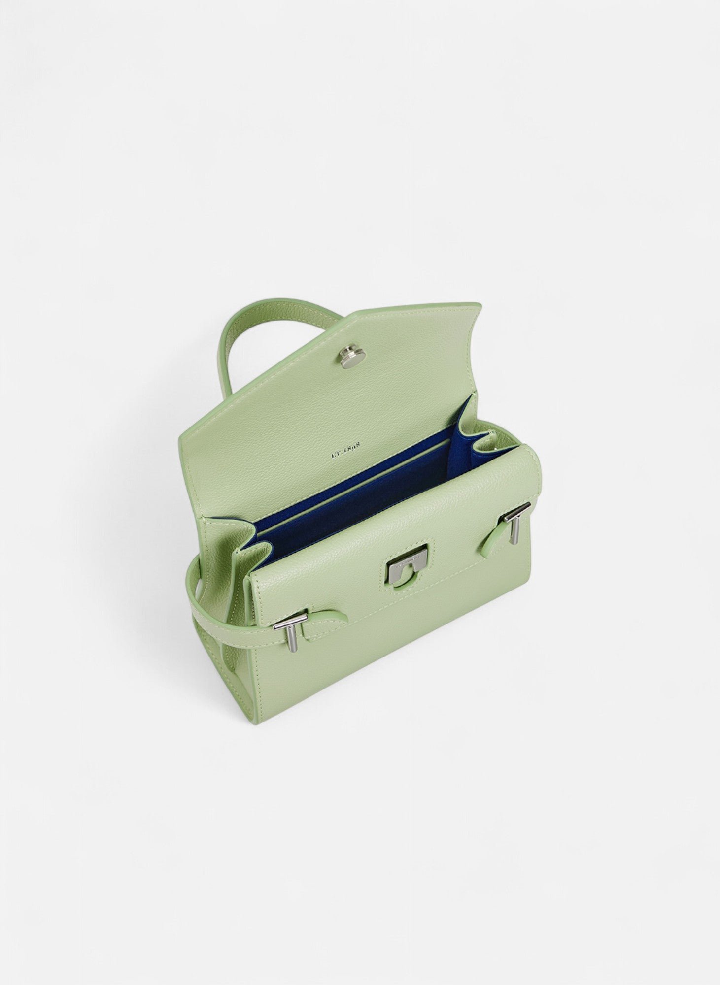 Petit sac à main double rabat emilie en cuir grainé LE TANNEUR Vert