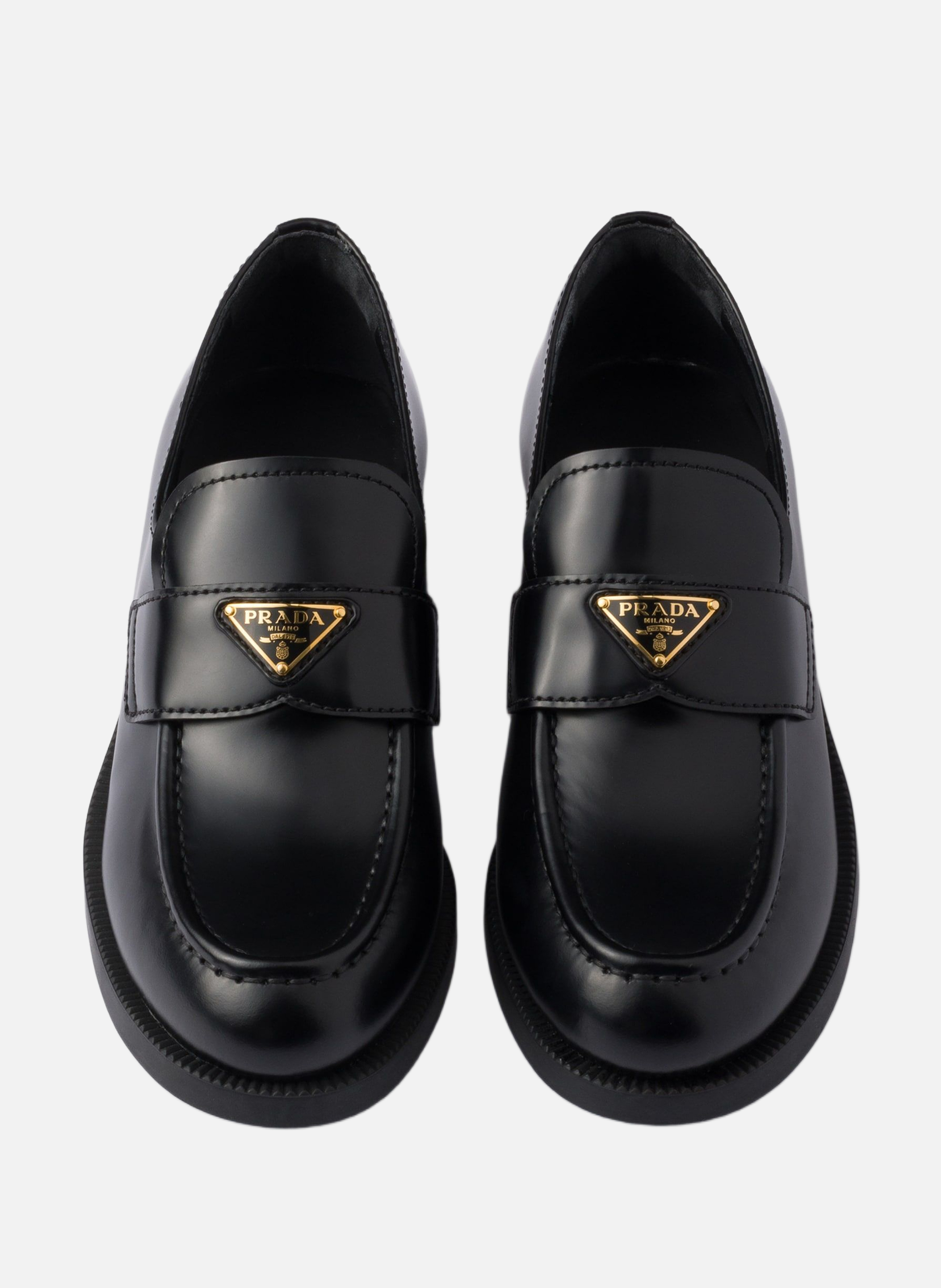 Mocassins en cuir brossé PRADA Noir