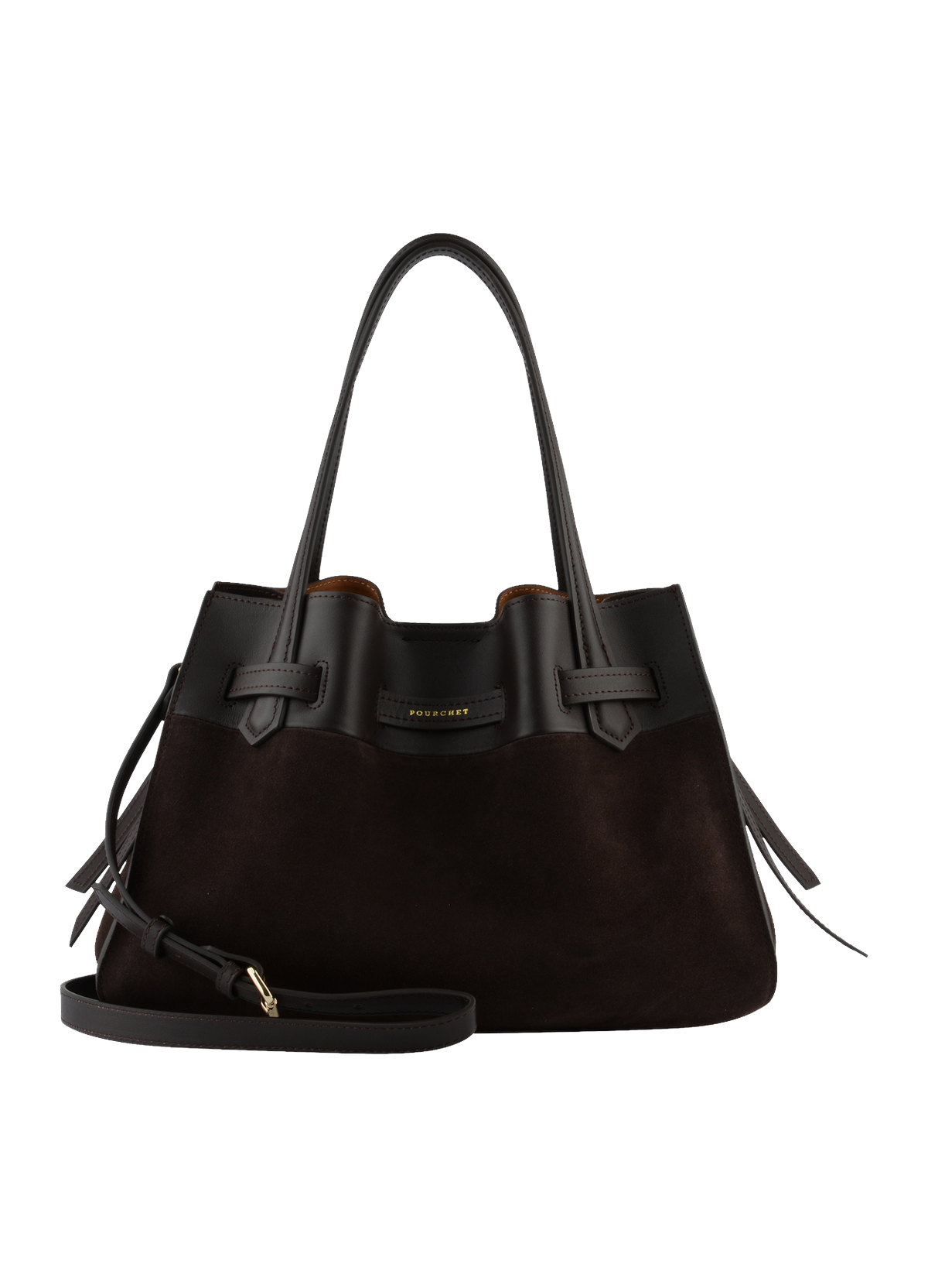 Blossom Daim | Sac à main MM en cuir de vachette POURCHET Marron