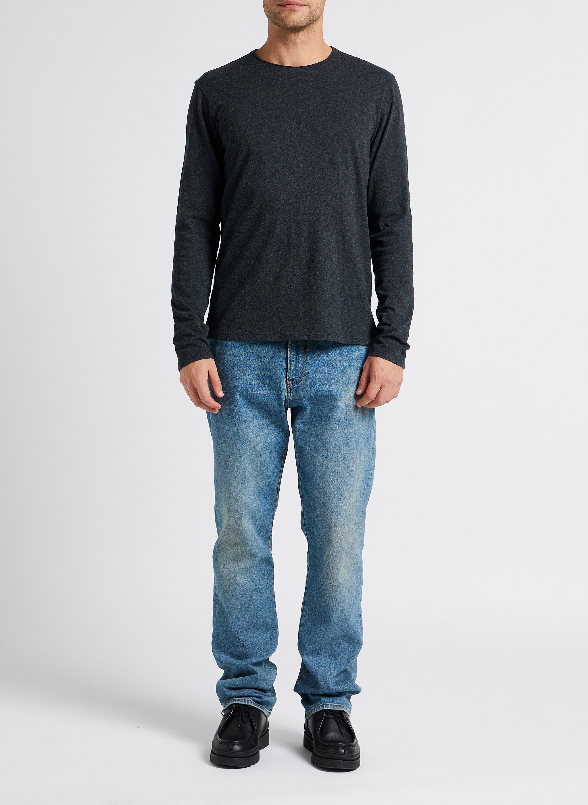 Tee-shirt col rond en coton Gris