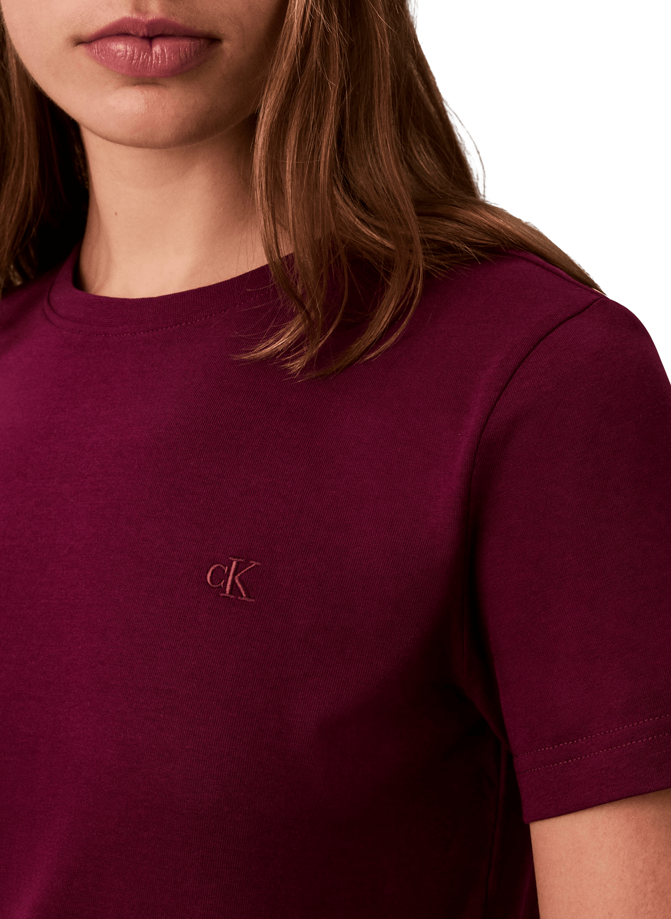 T-shirt à col rond en coton CALVIN KLEIN Rose