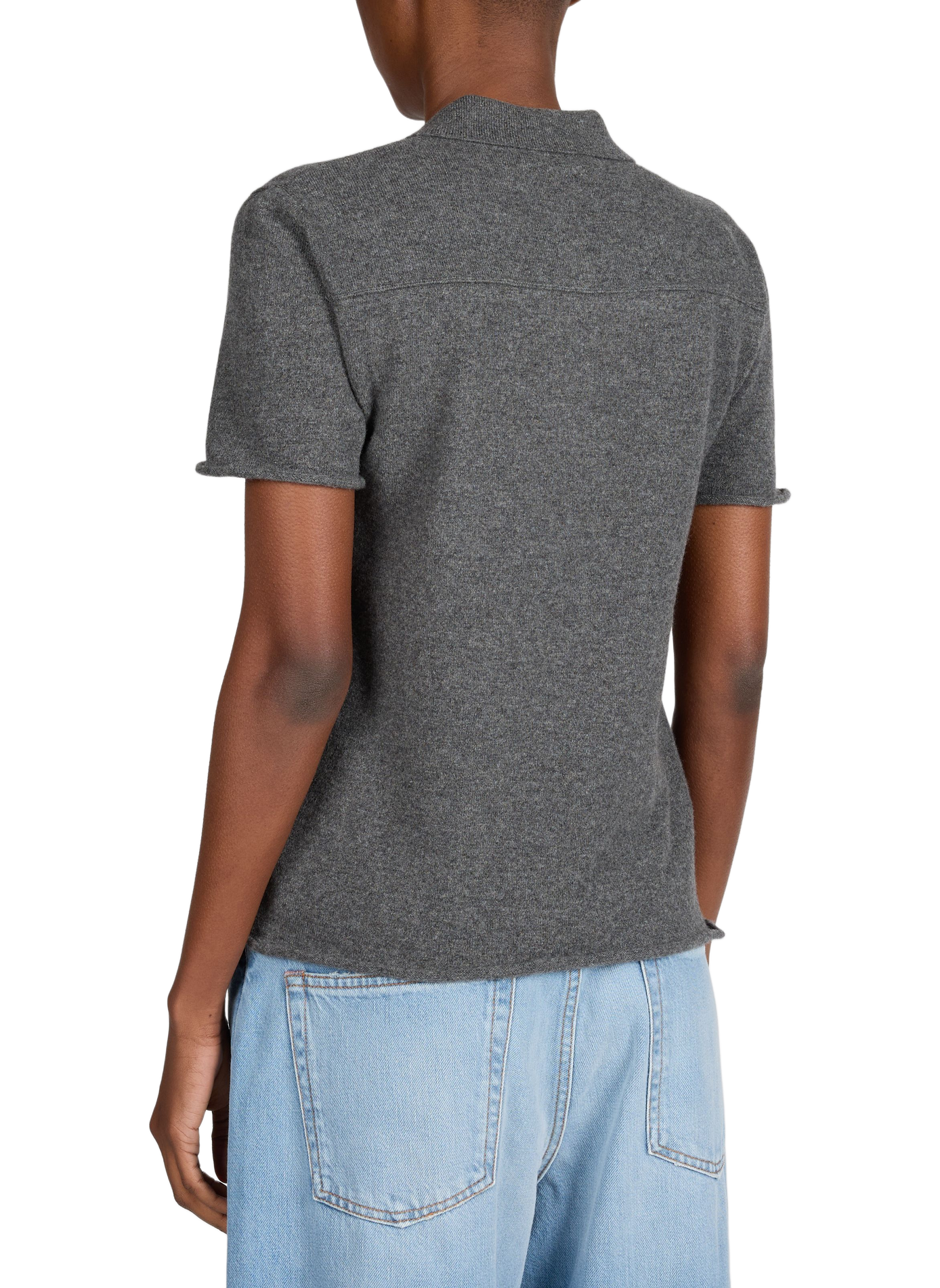 <p>Short-sleeved cashmere polo</p> MIU MIU Grey