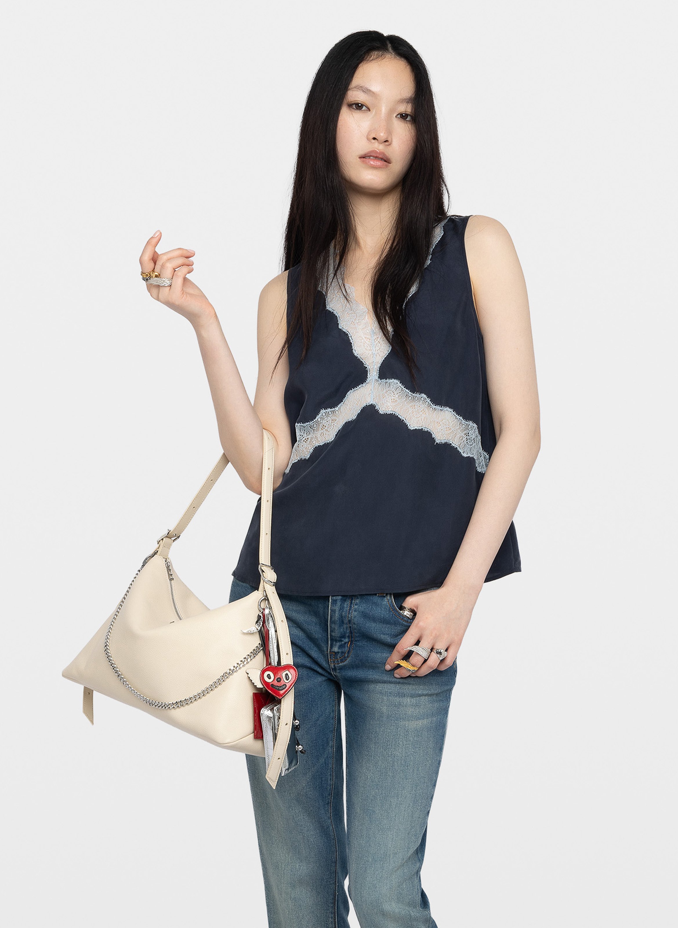 Top droit col v en soie tasao ZADIG&VOLTAIRE Bleu