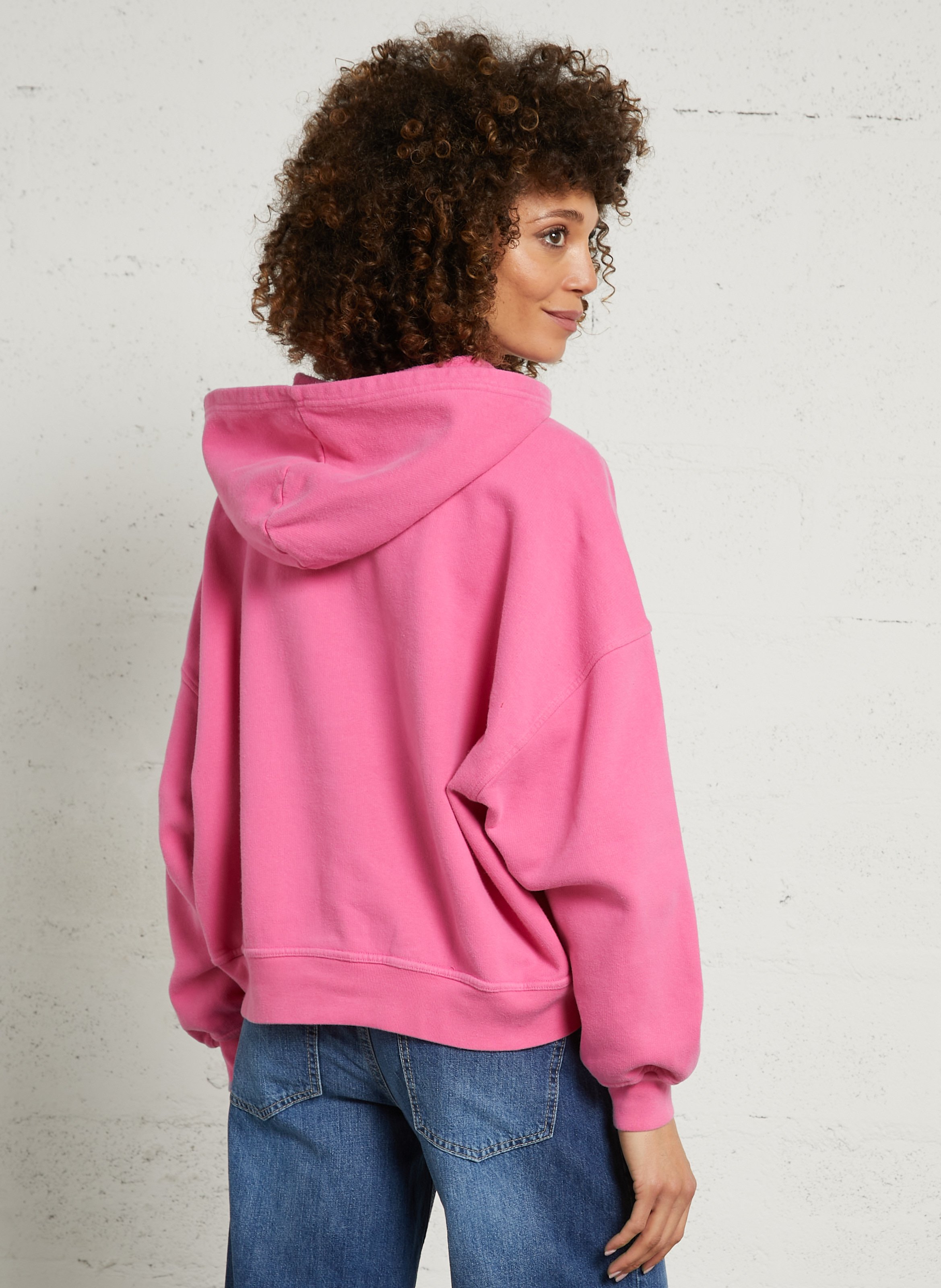 Sweat oversize à capuche en coton plizzy AMERICAN VINTAGE Rose