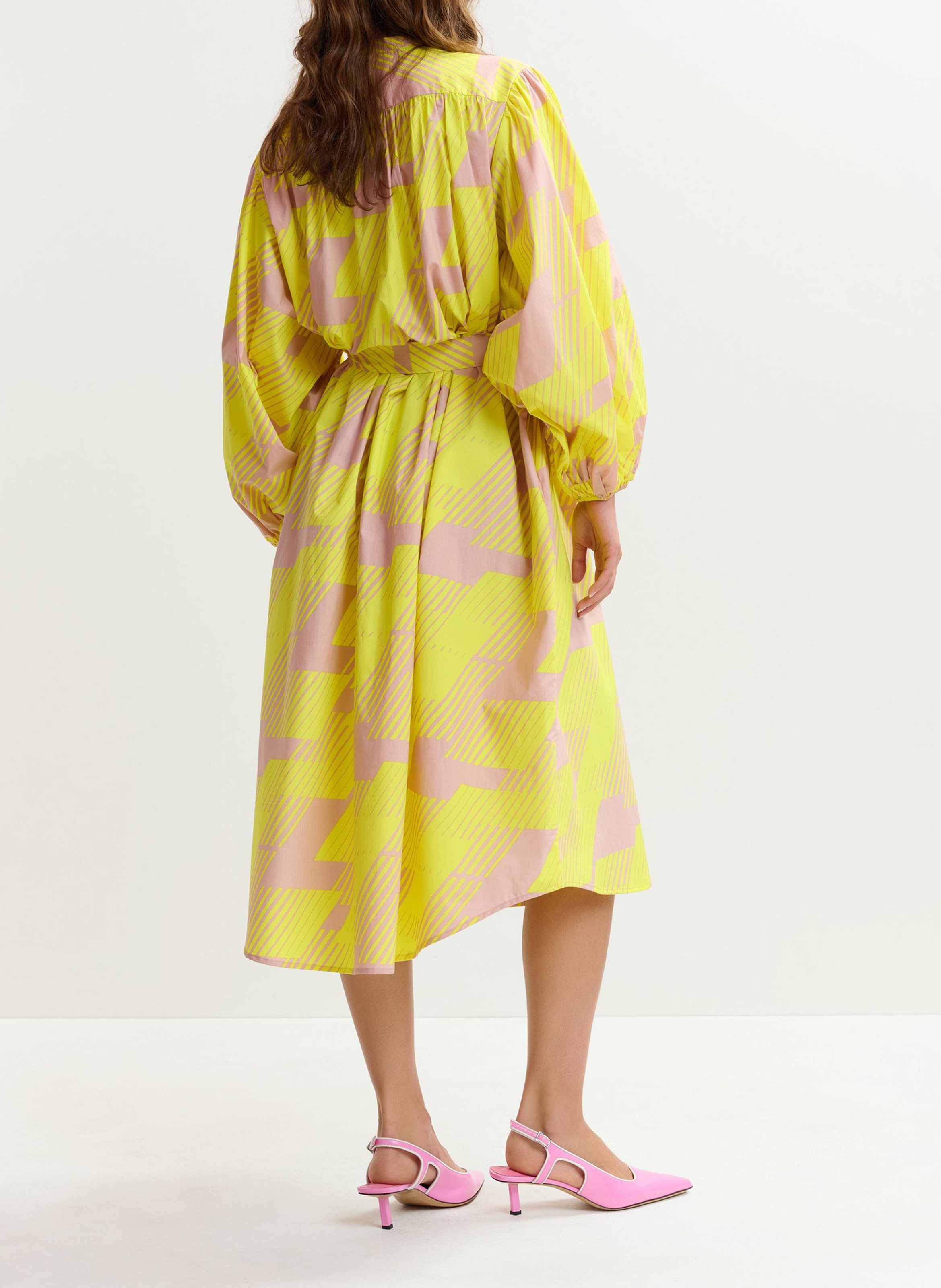 Robe midi ample col rond ceinturée jex ESSENTIEL ANTWERP Jaune