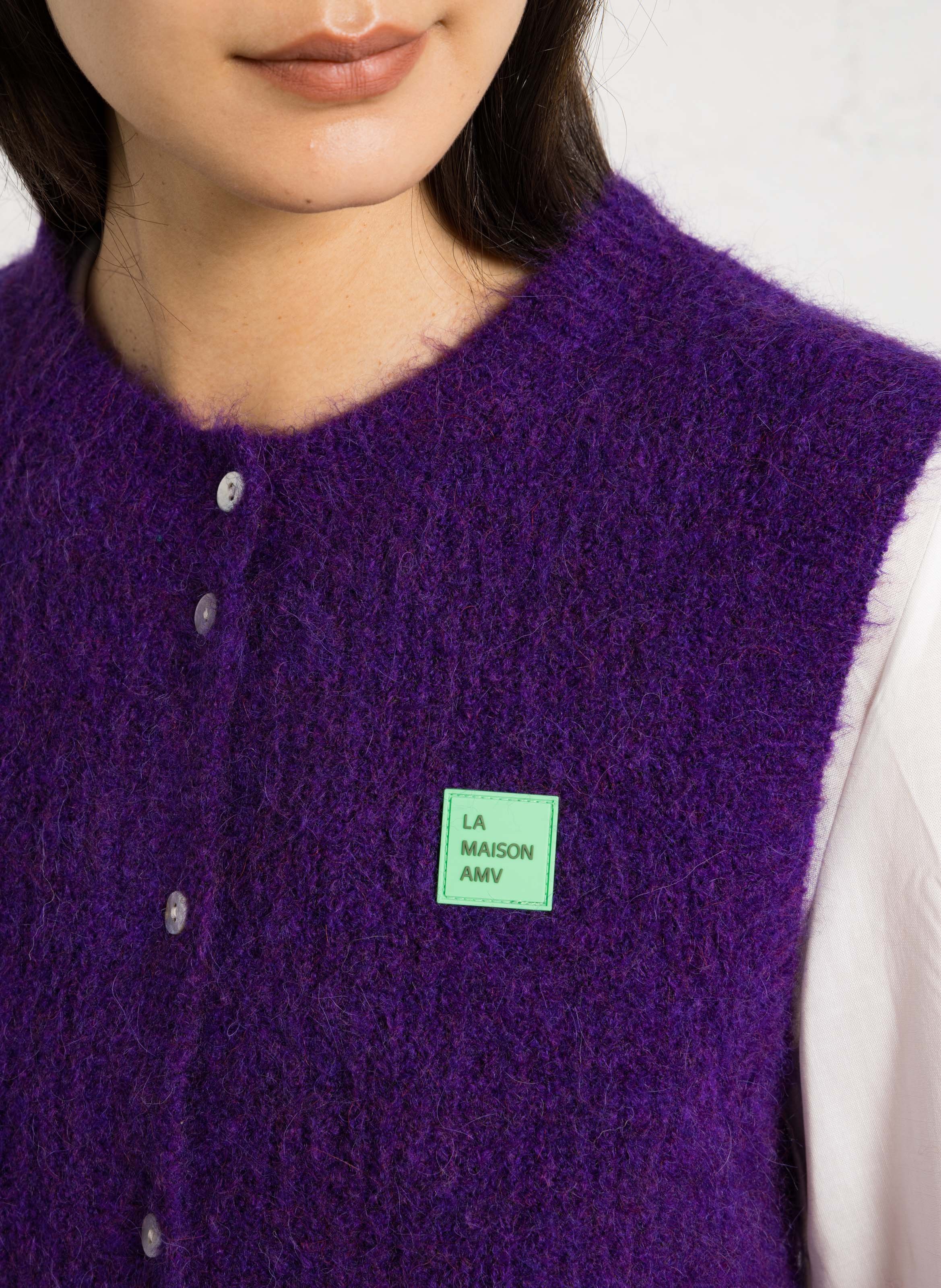 Gilet sans manches en maille duveteuse east AMERICAN VINTAGE Violet