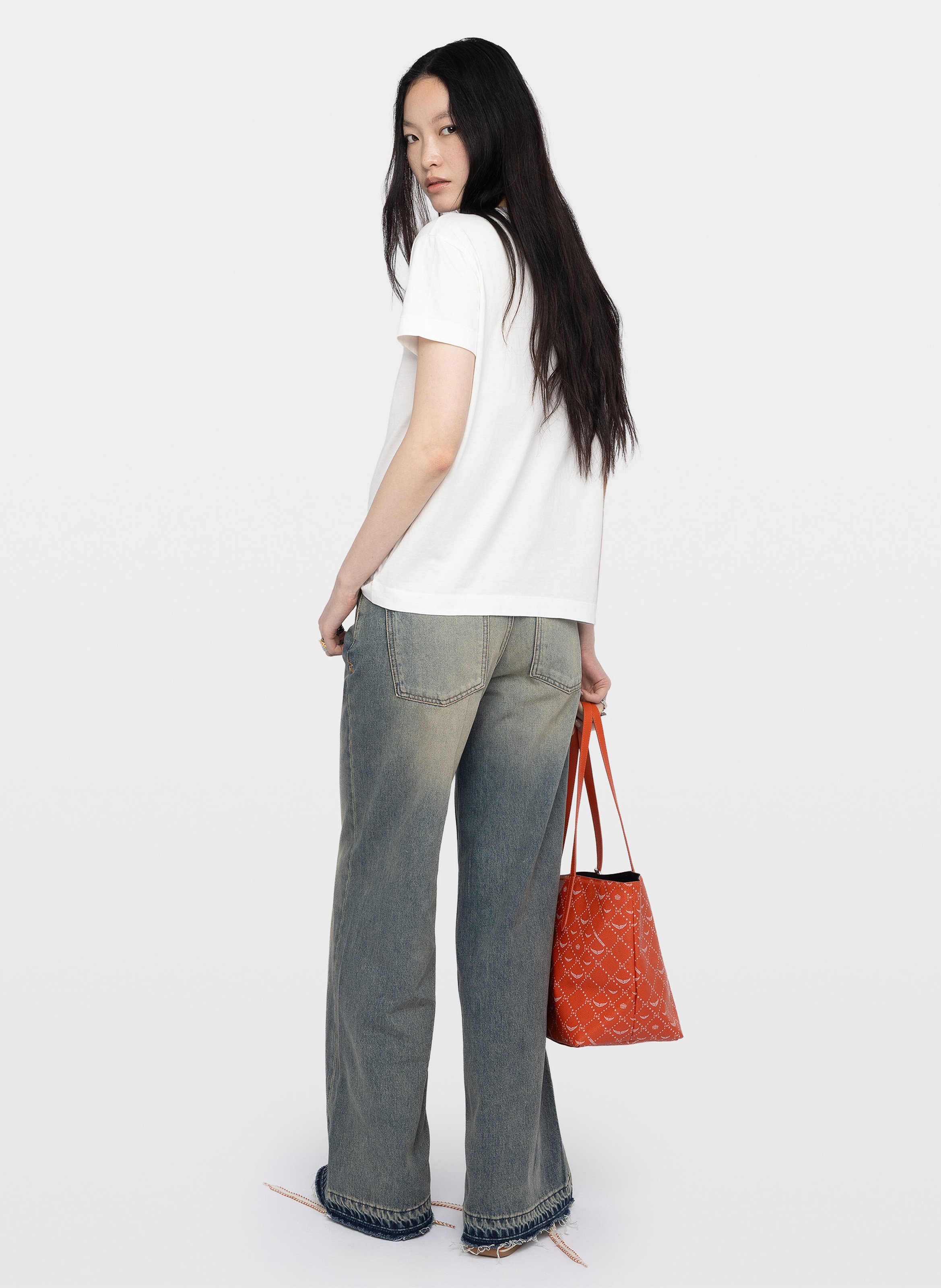 Tee-shirt droit col rond en coton suzan ZADIG&VOLTAIRE Blanc