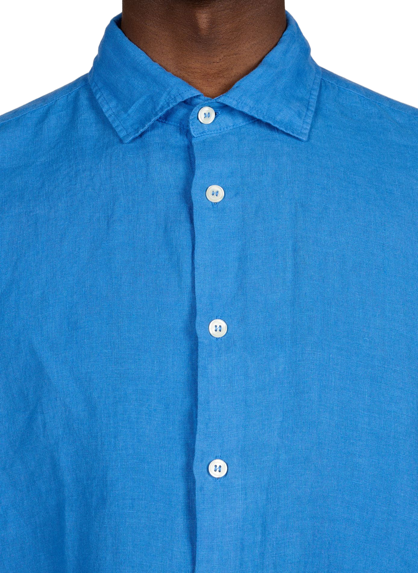 Chemise unie à manches longues en lin LAFAURIE Bleu