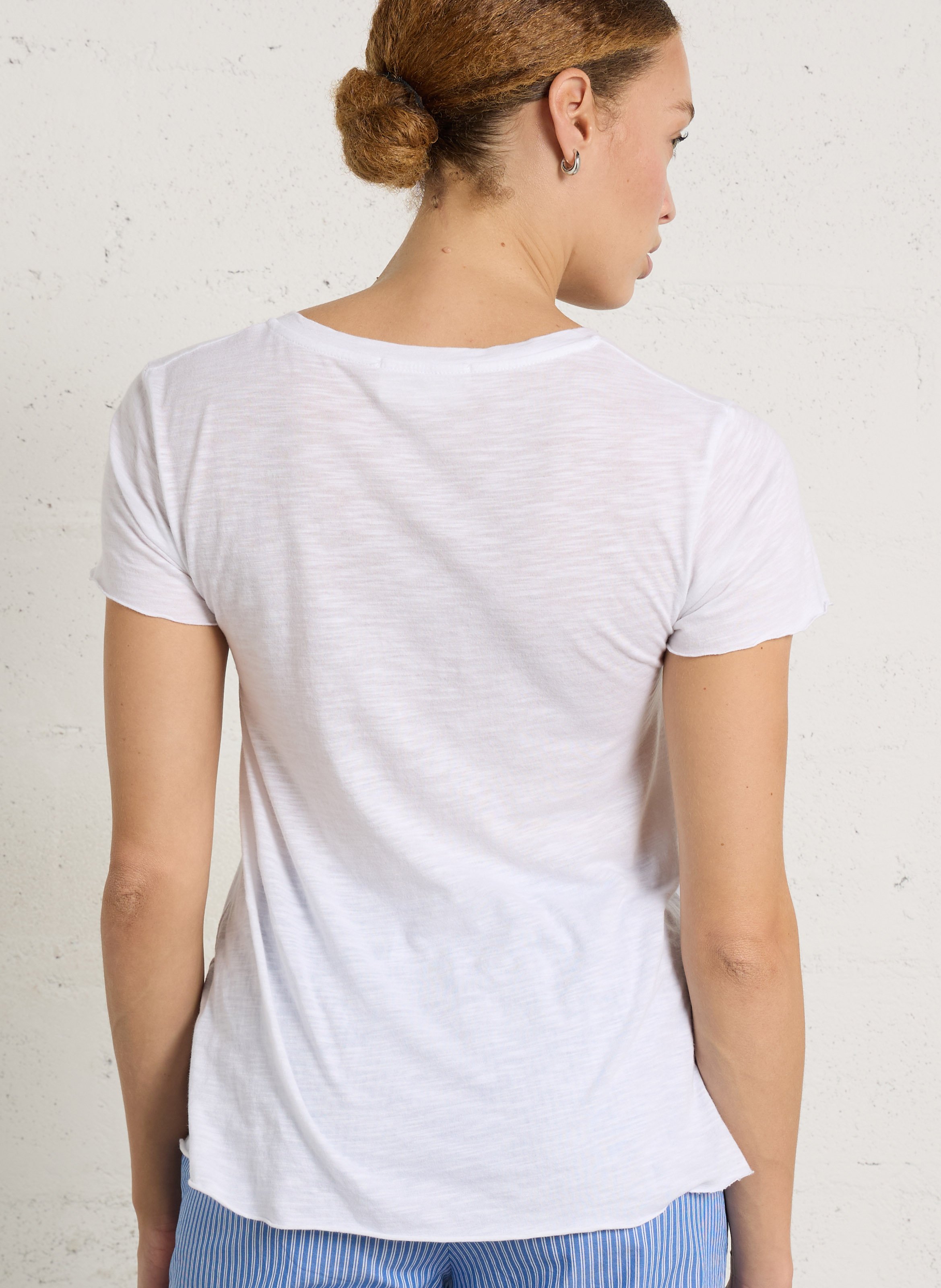 Tee-shirt col v en coton mélangé jacksonville AMERICAN VINTAGE Blanc