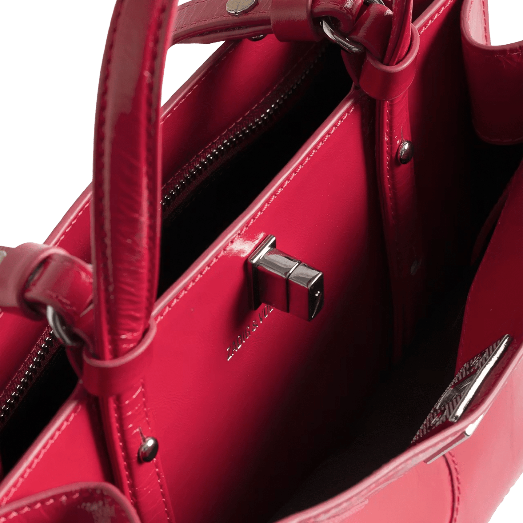 Sac cabas en cuir vernis jack nano ZADIG&VOLTAIRE Rose