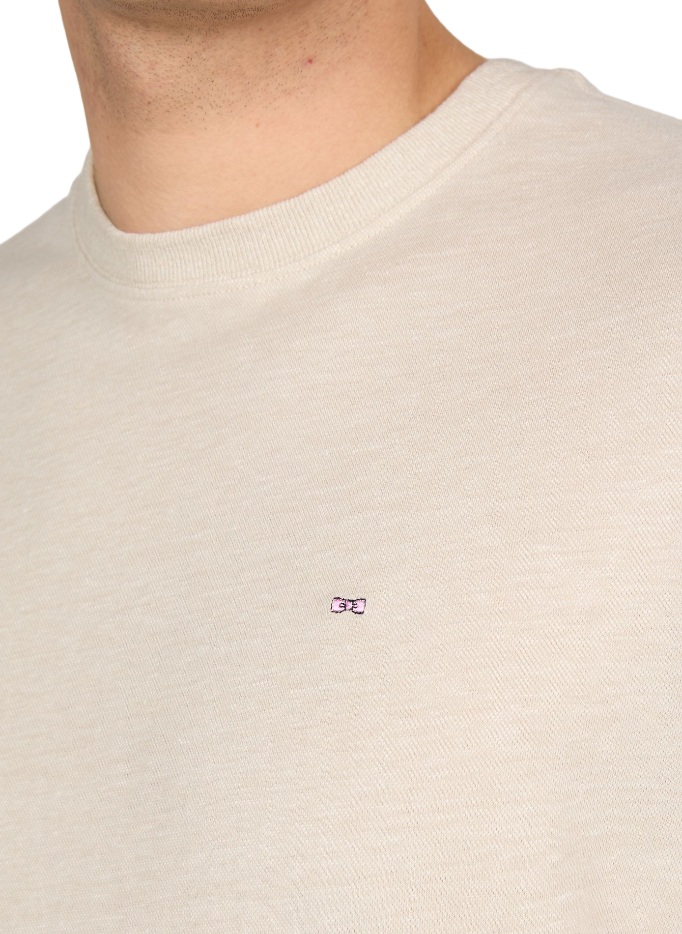T-shirt à col rond en coton et lin EDEN PARK Beige