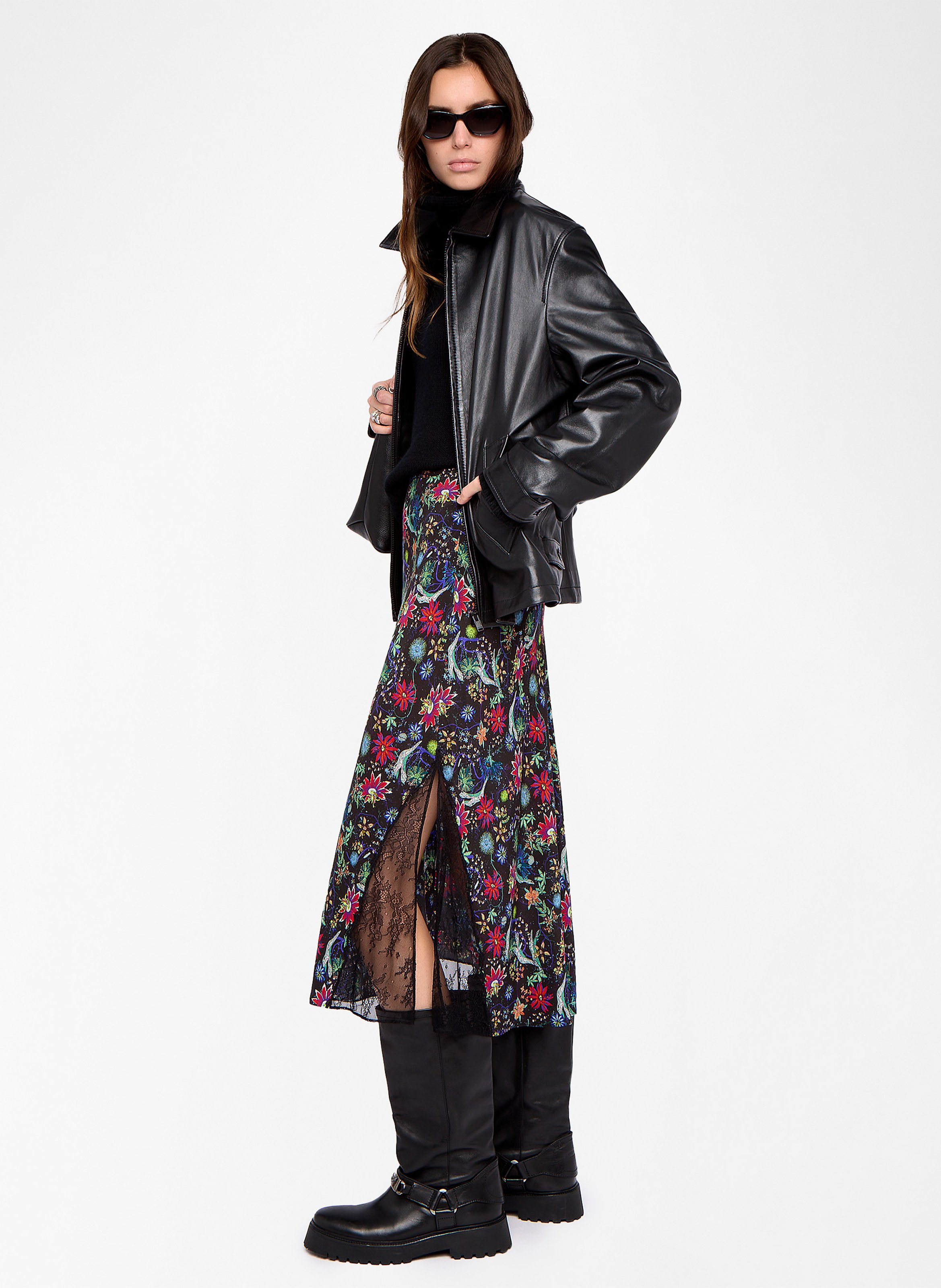 Jupe midi fluide fendue imprimée jayla ZADIG&VOLTAIRE Bleu