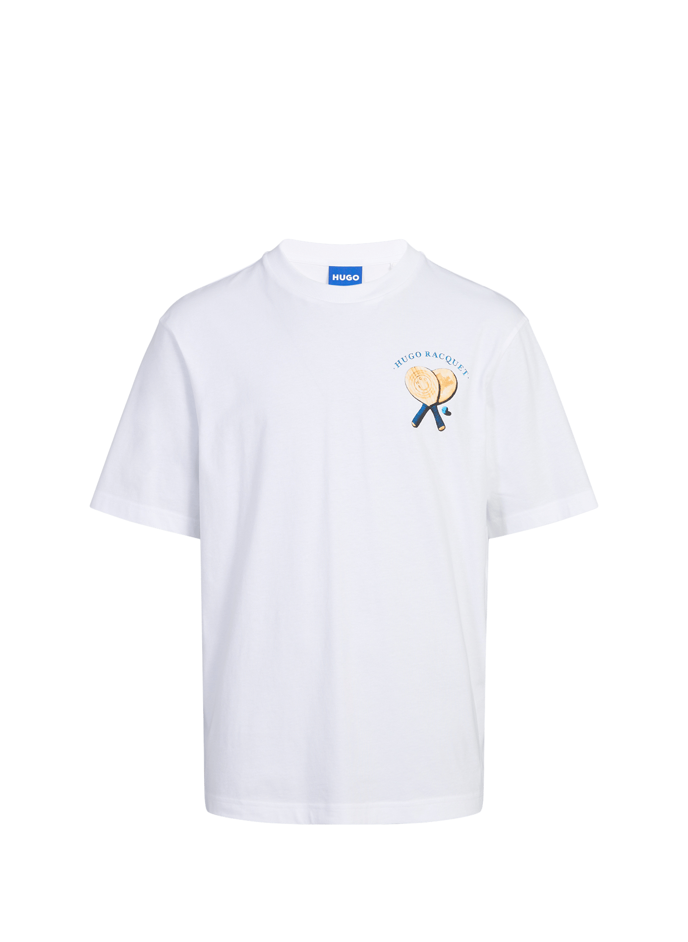 Biker-style cotton t-shirt HUGO BLUE White