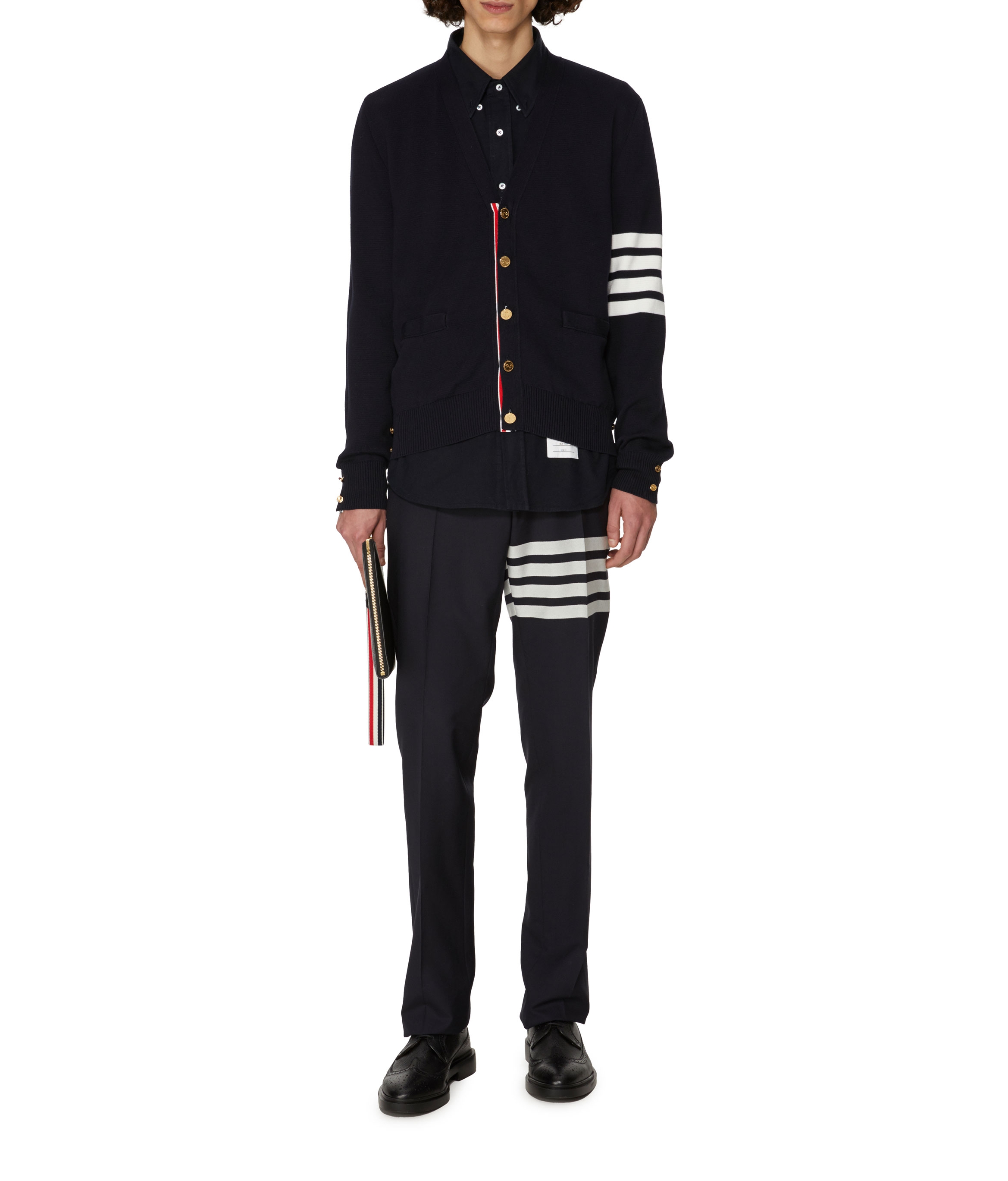 Cardigan met 4 rijen Milano-steek THOM BROWNE Blauw