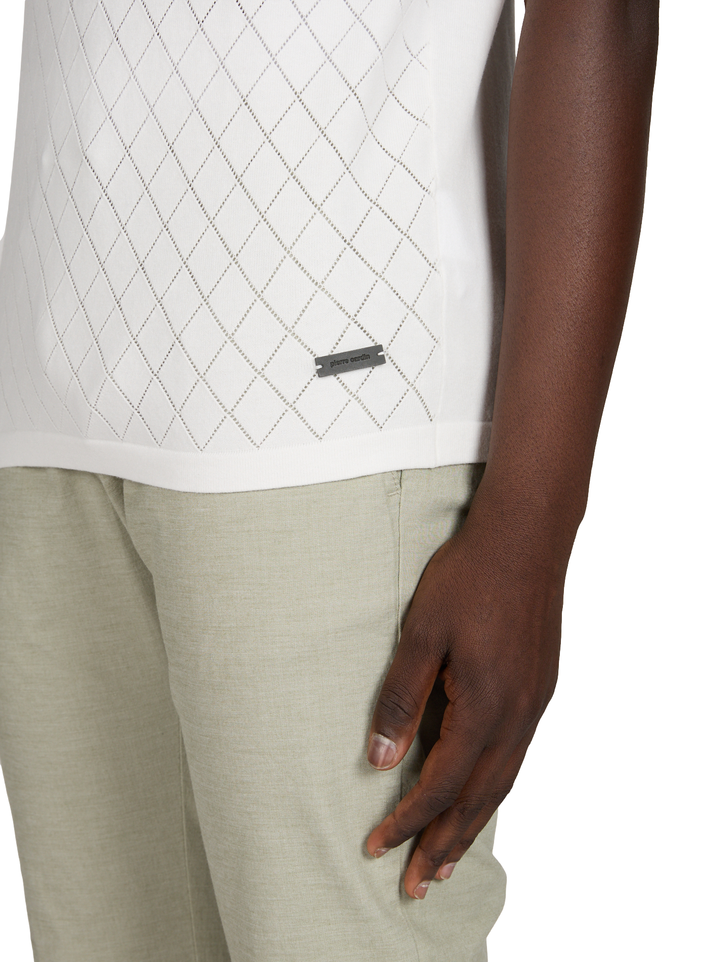 Polo a maniche corte a quadretti in misto cotone PIERRE CARDIN Bianco
