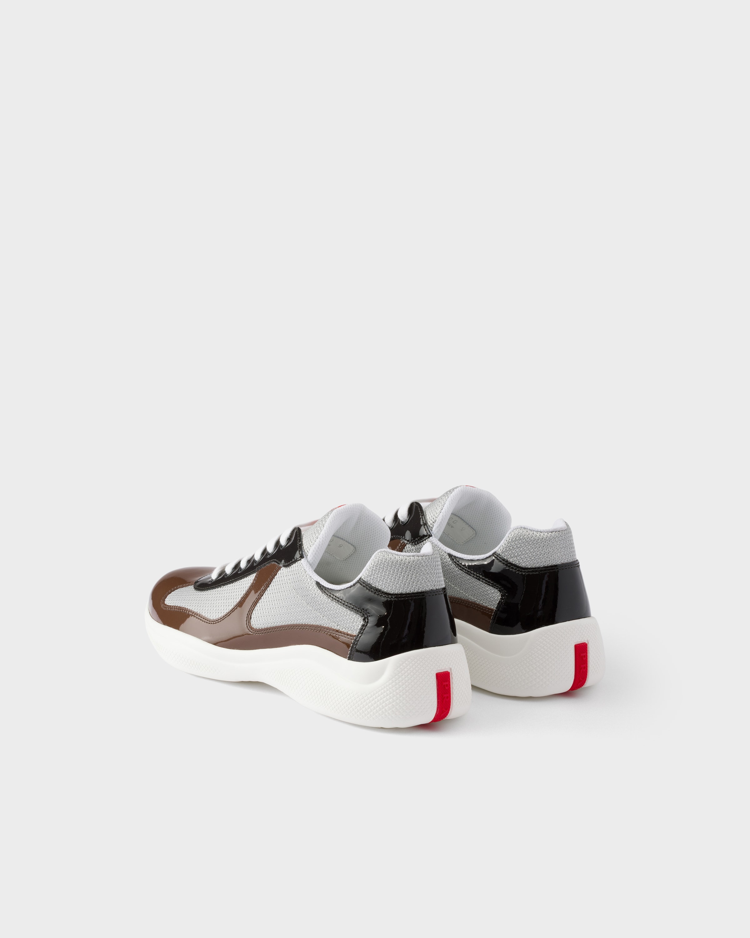 Sneakers prada america’s cup en cuir verni et tiss PRADA Marron