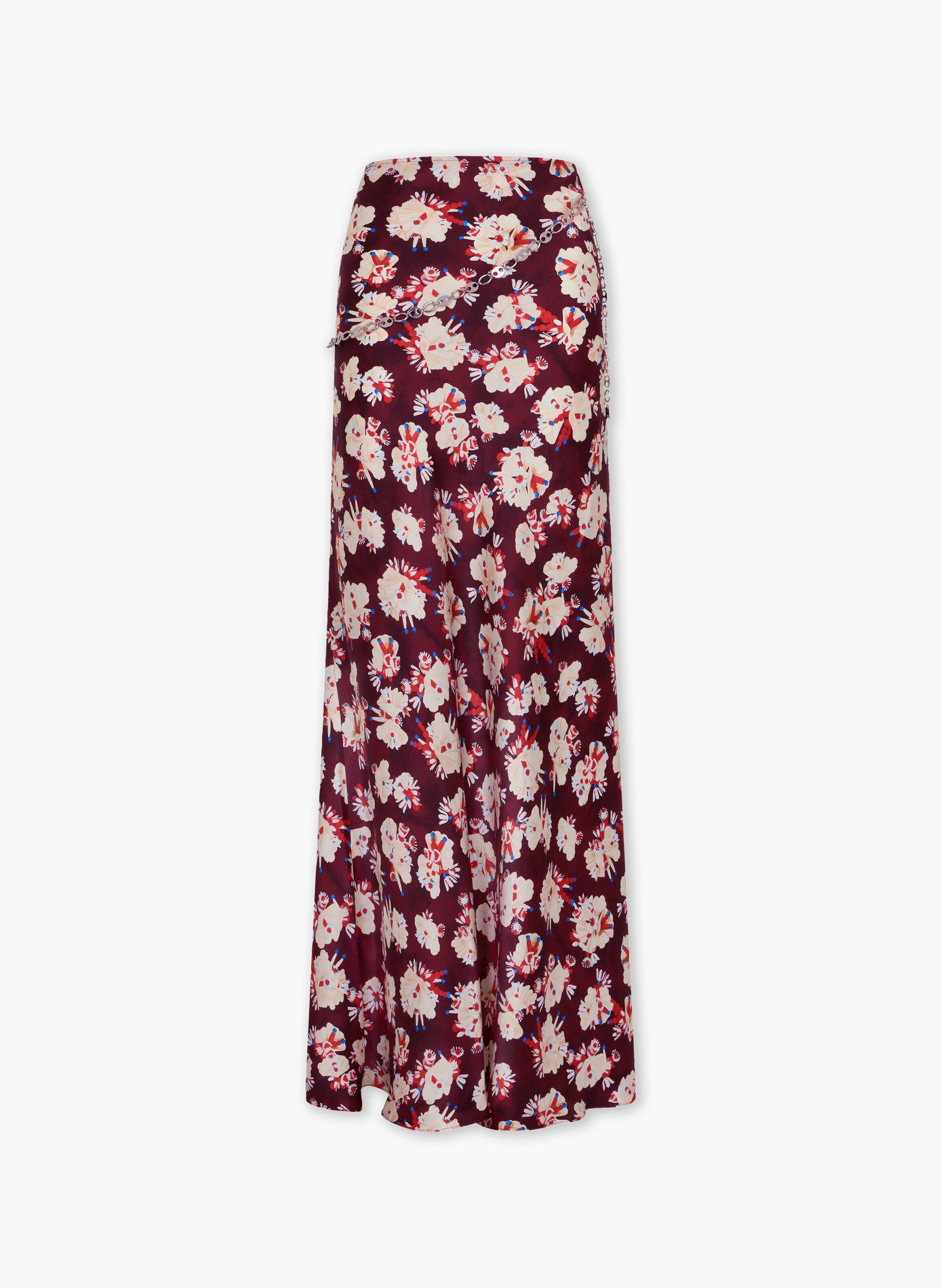Jupe à motif floral en satin de soie RABANNE Violet