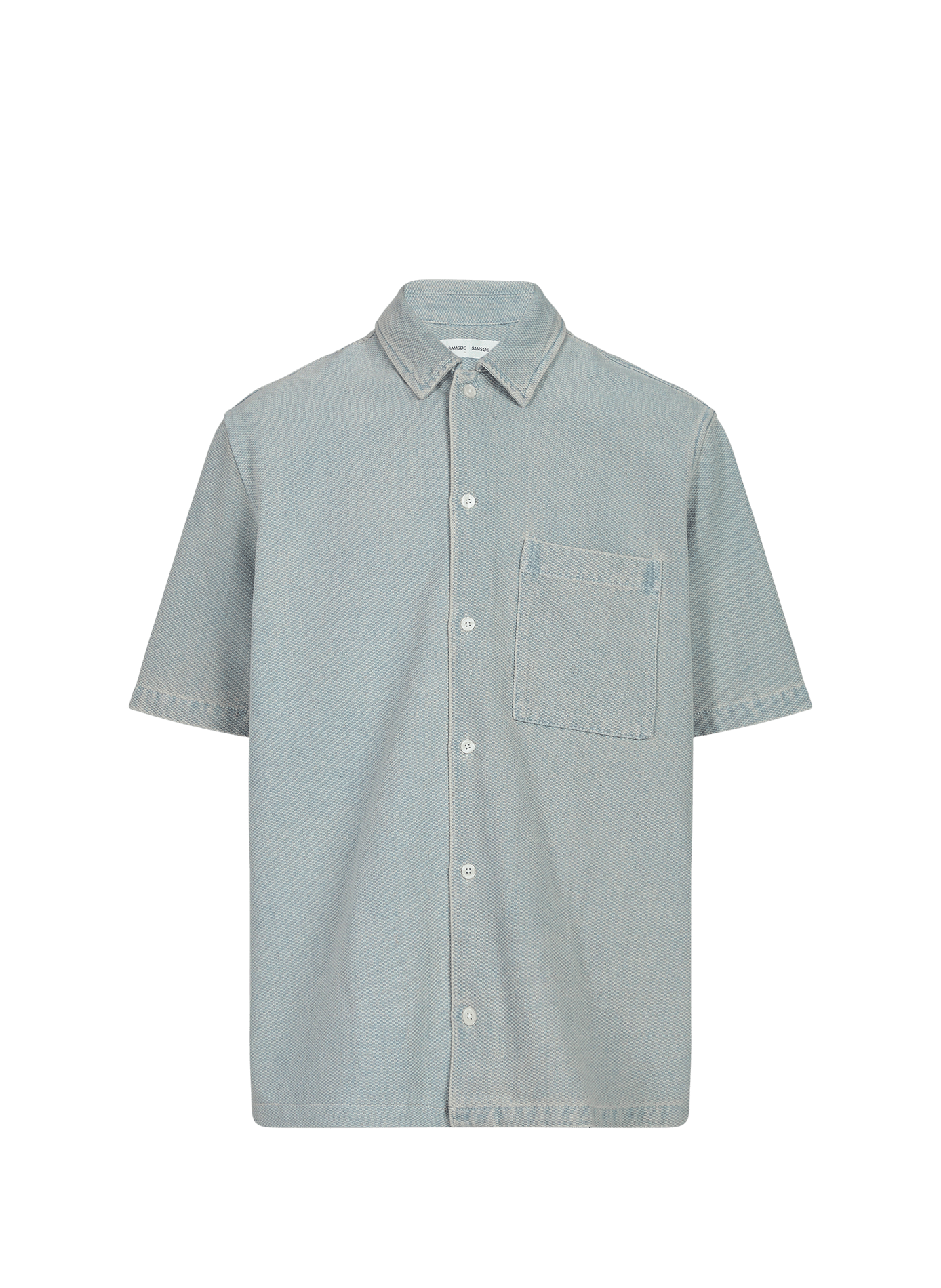 Cotton jacquard denim shirt SAMSOE SAMSOE Blue