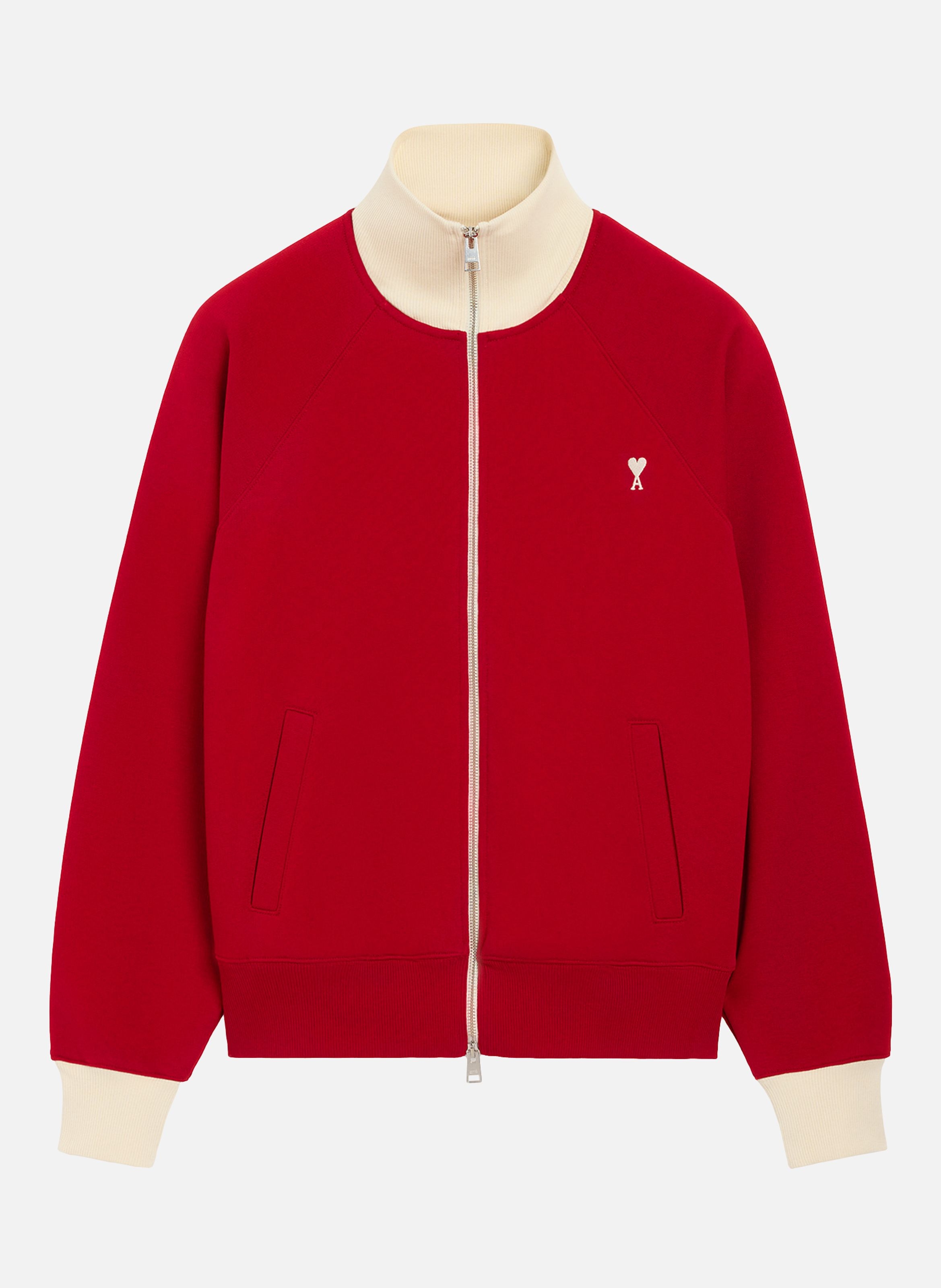 Sweatshirt zippé unisexe en coton ami de coeur AMI PARIS Rouge