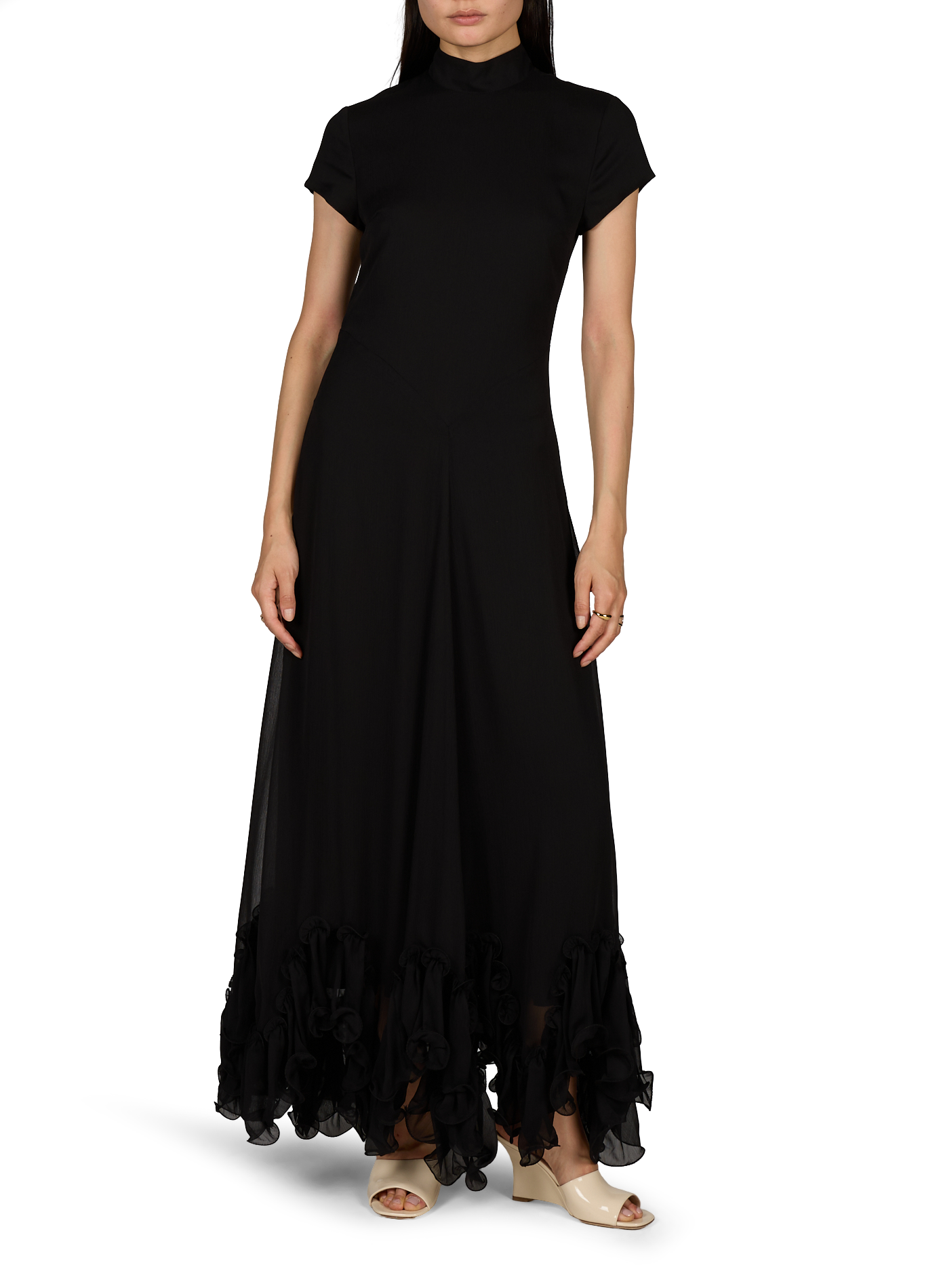 Flounced dress with short sleeves ROTATE Black