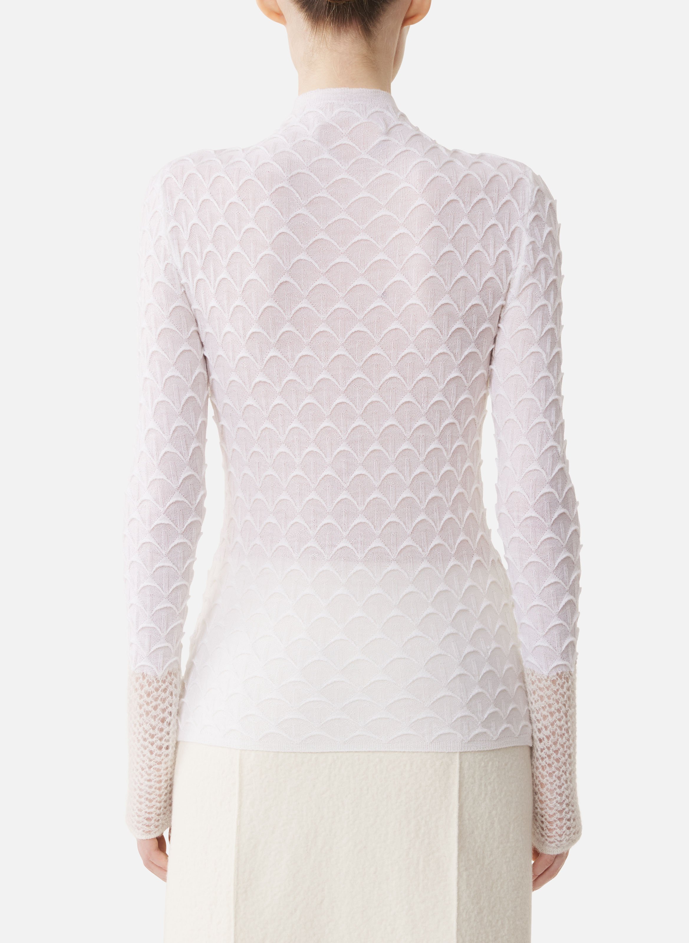 Haut col montant en laine et en mohair LANVIN Blanc