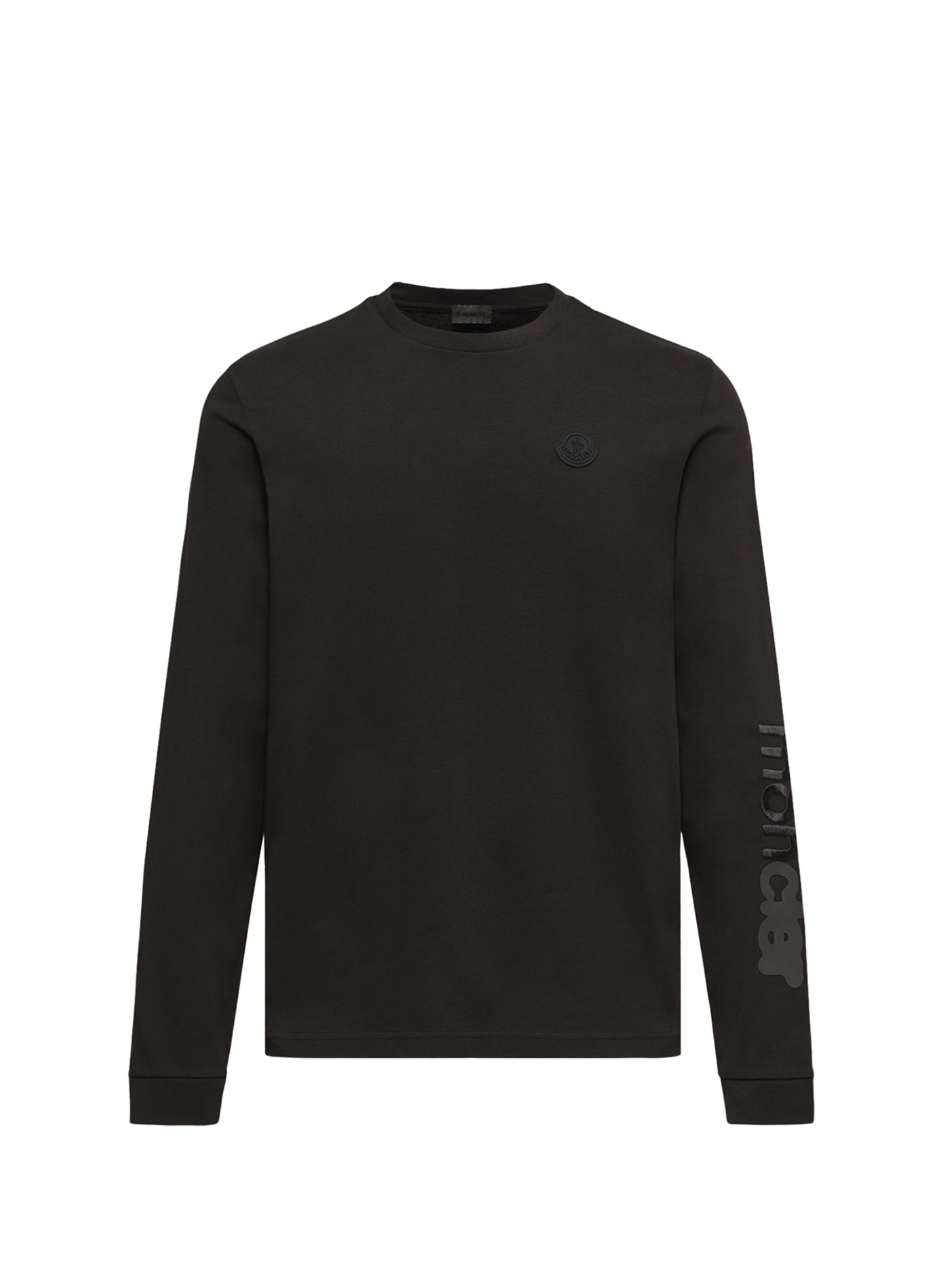 Lange mouwen T-shirt met katoenen logo. MONCLER Zwart