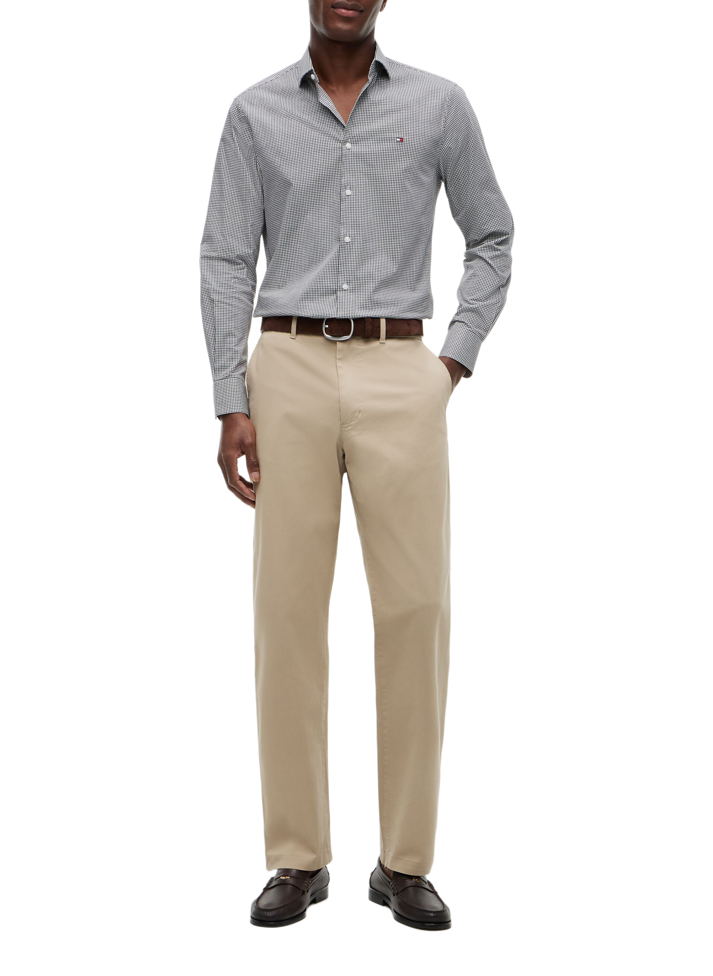 Chemise droite en coton organique mélangé TOMMY HILFIGER Noir