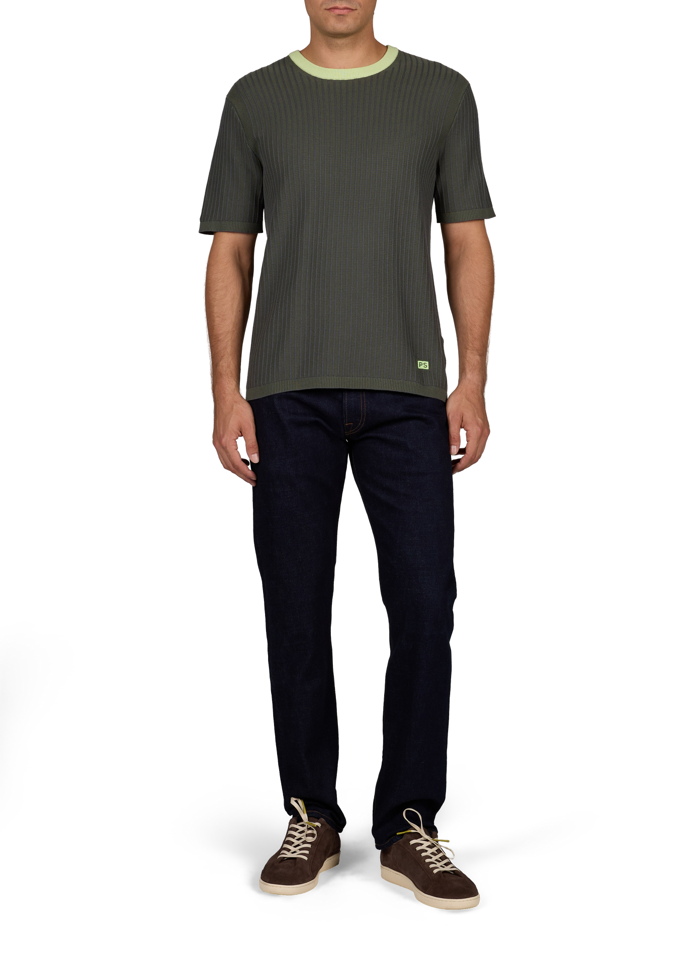 T-shirt côtelé à rayures en coton PAUL SMITH Gris