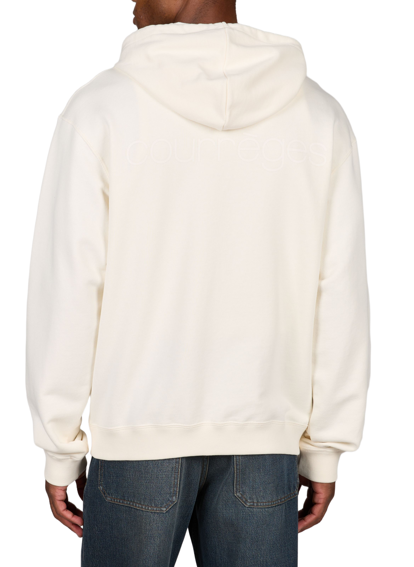 Geblokte hoodie met bedrukt logo in katoen COURRÈGES Beige